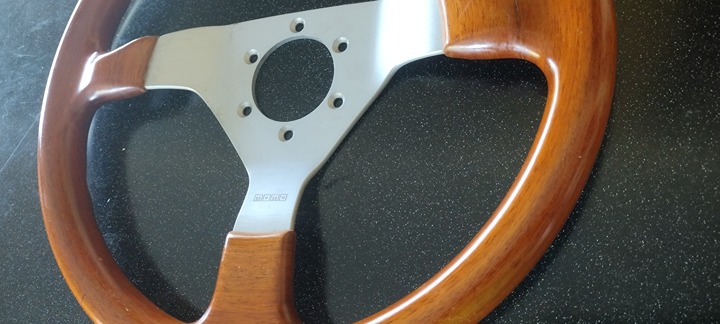 Vintage 1986 MOMO ITALY MAHOGANY WOOD VELOCE STEERING WHEEL 13.75 ≈ 350mm