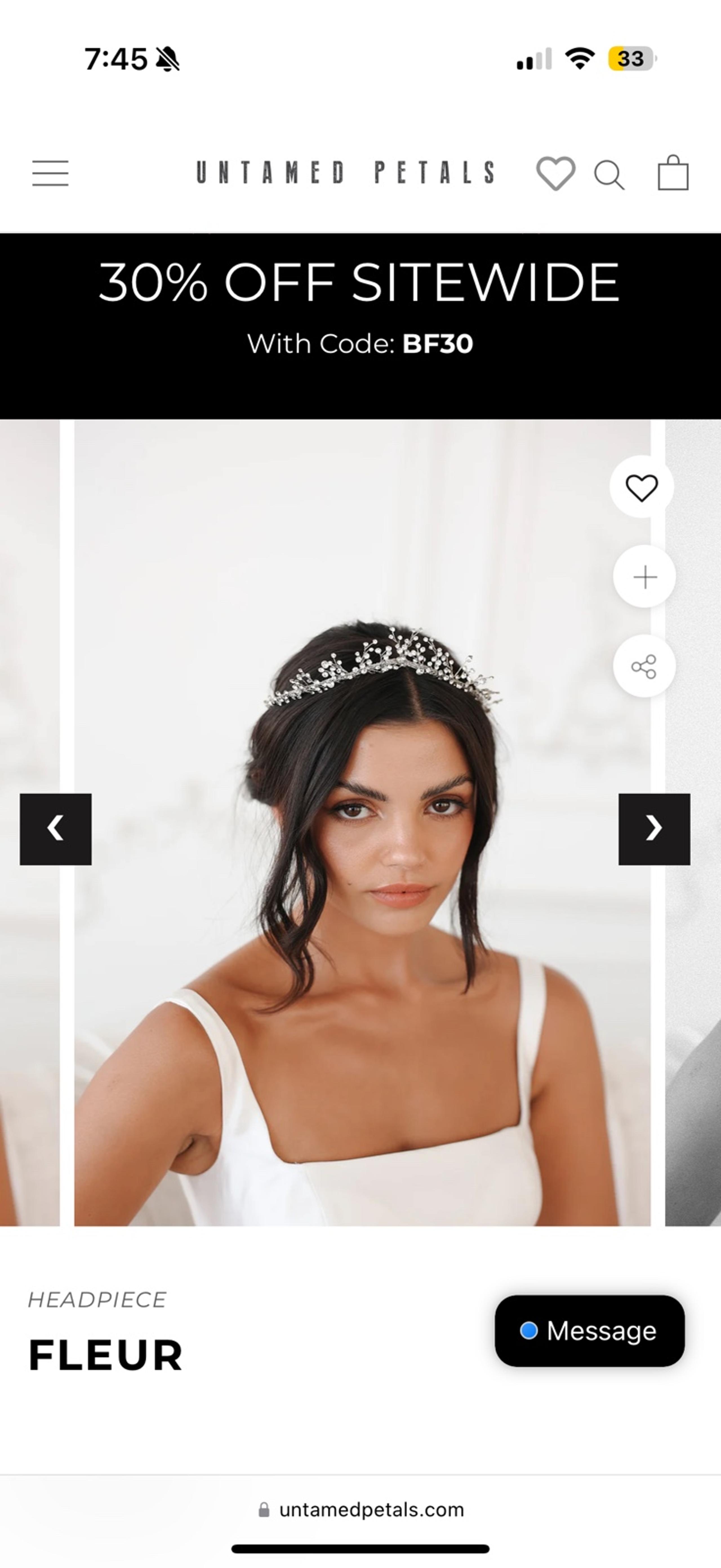 Untamed Petals By Amanda Judge Fleur tiara in silver