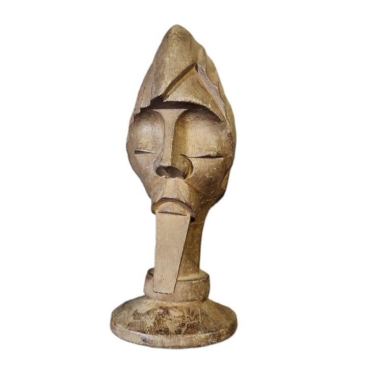 Vintage African Songye Kifwebe Wooden Tribal Mask Sculpture Abstract