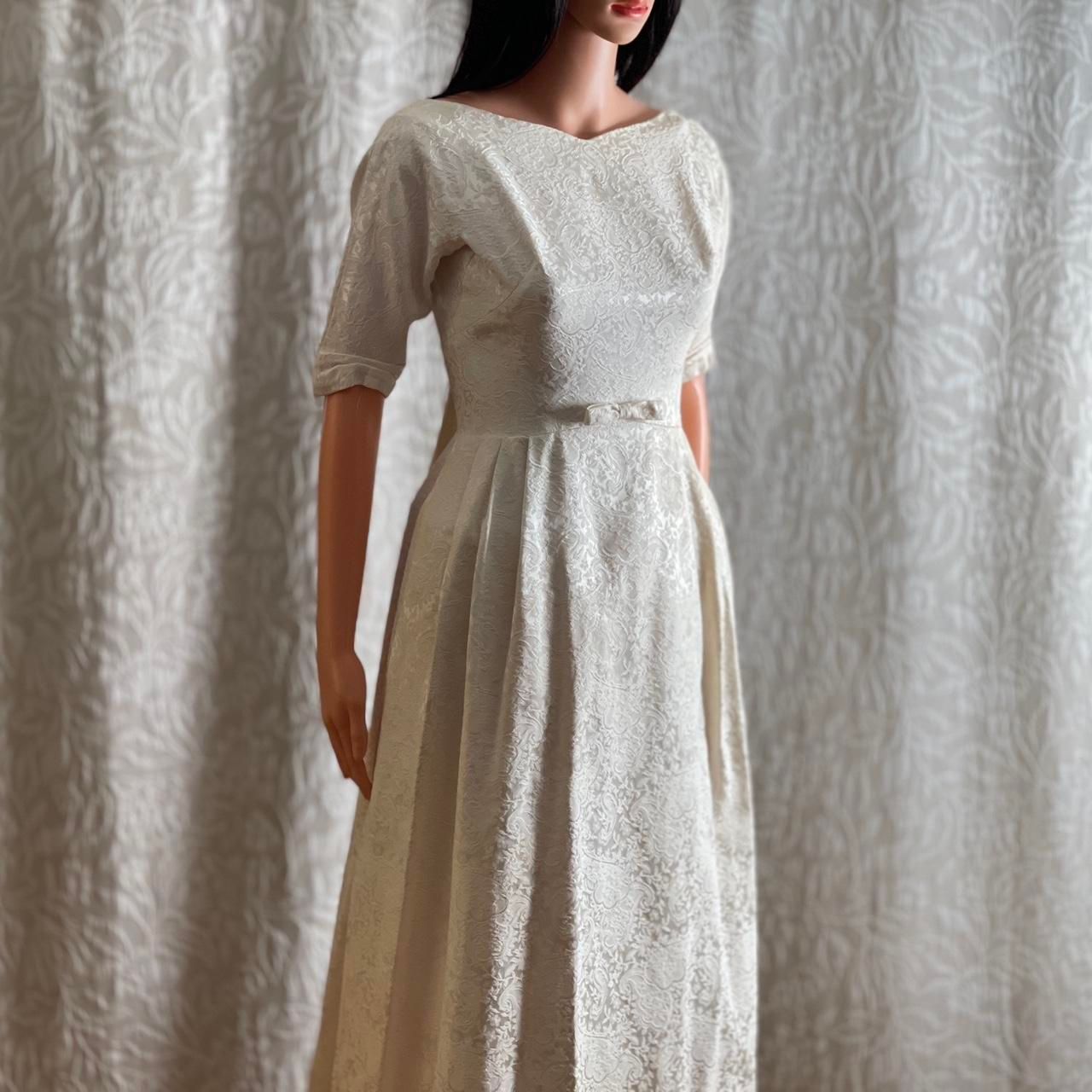 Vintage 50s 60s Lorrie Deb Candlelight Cream Crinoline Wedding Dress Size 9 (XS)
