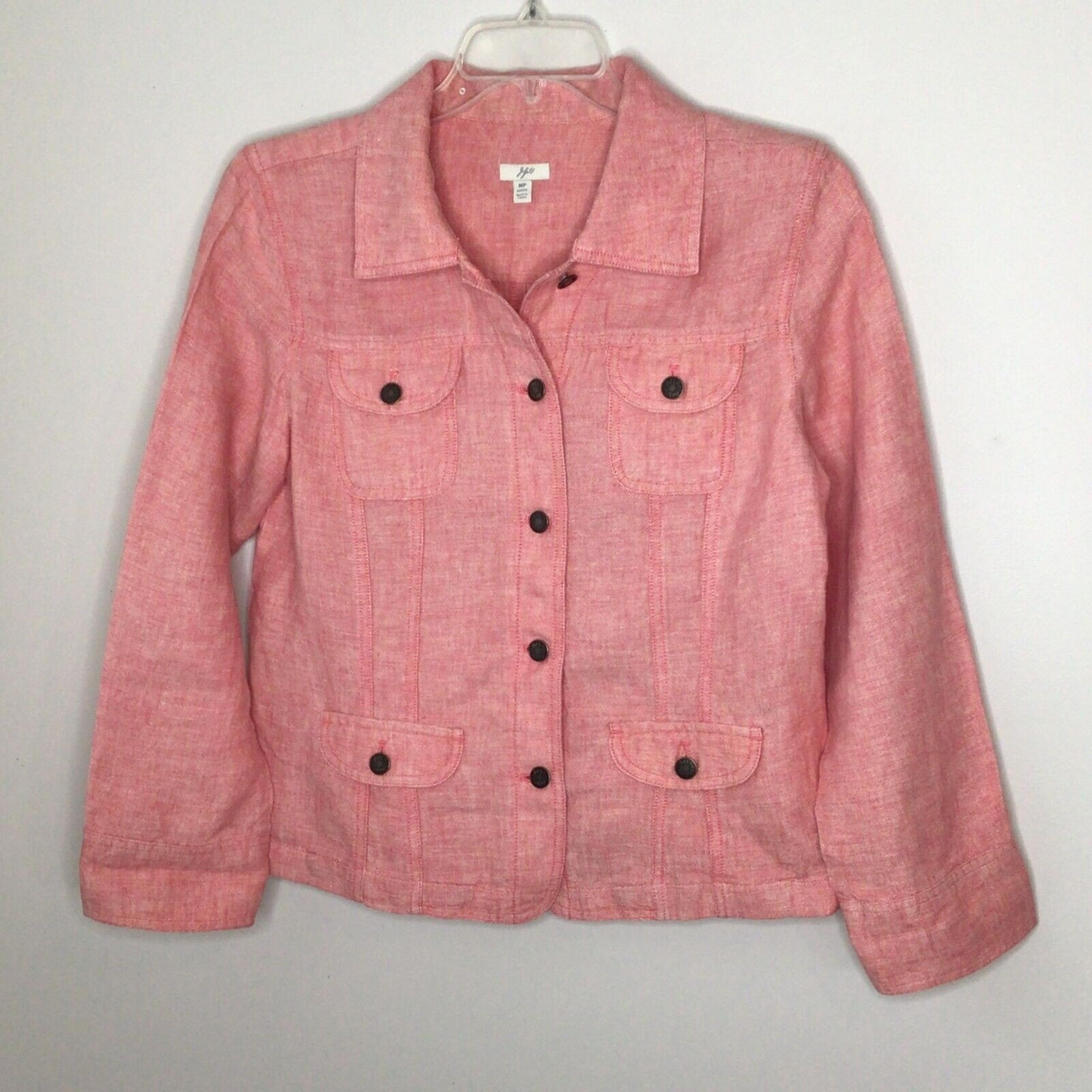 J. Jill Orange/Red Linen Jacket Size MP