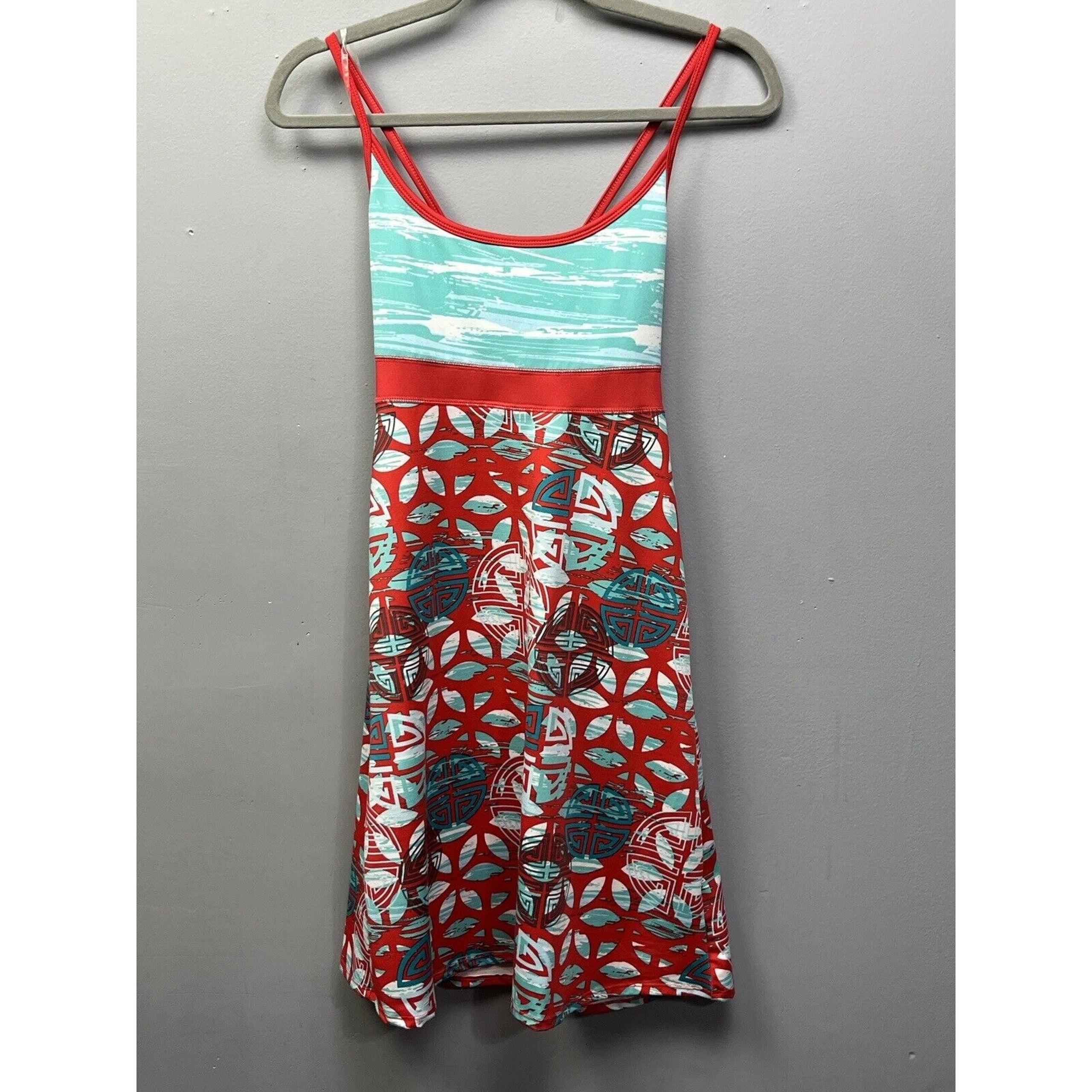 Lola Athletic Dress Womens XS Red Blue Cross Back Dry-Wic Shelf Bra Sleeveless