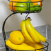 2-Tier Countertop Fruit Vegetables Basket Bowl Storage With Banana Hanger