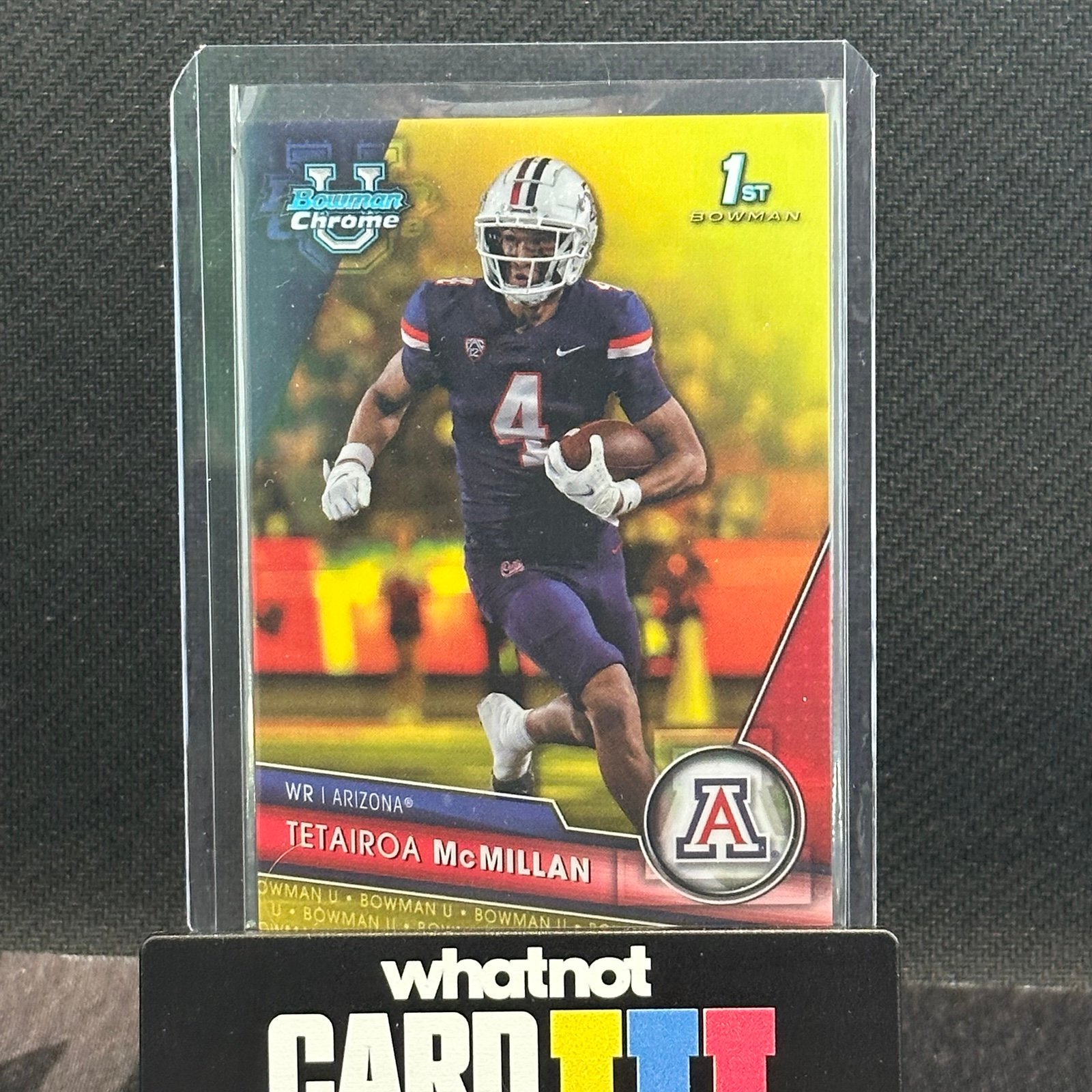 2023 bowman chrome u yellow refractor tetairoa mcmillan /75 NFL Arizona Wildcats