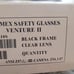 Pyramex Safety Glass Venture II BLACK Frame Clear Lens ANSI Z87.1