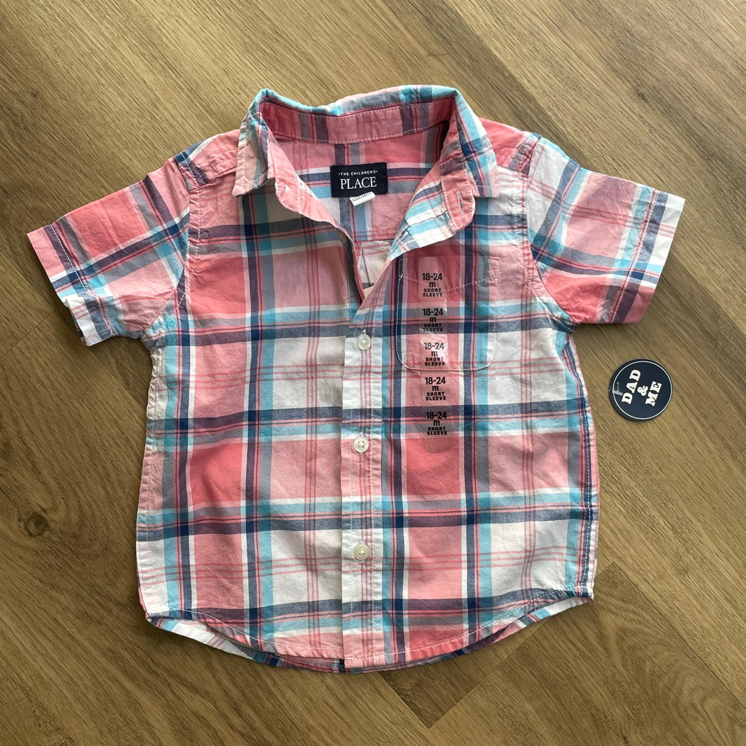 Children’s Place Plaid Poplin Short Sleeve Shirt 18-24M