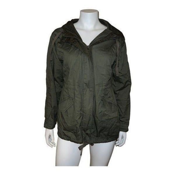 Sebby Juniors Olive Hooded Zippered Anorak Jacket Medium NWT