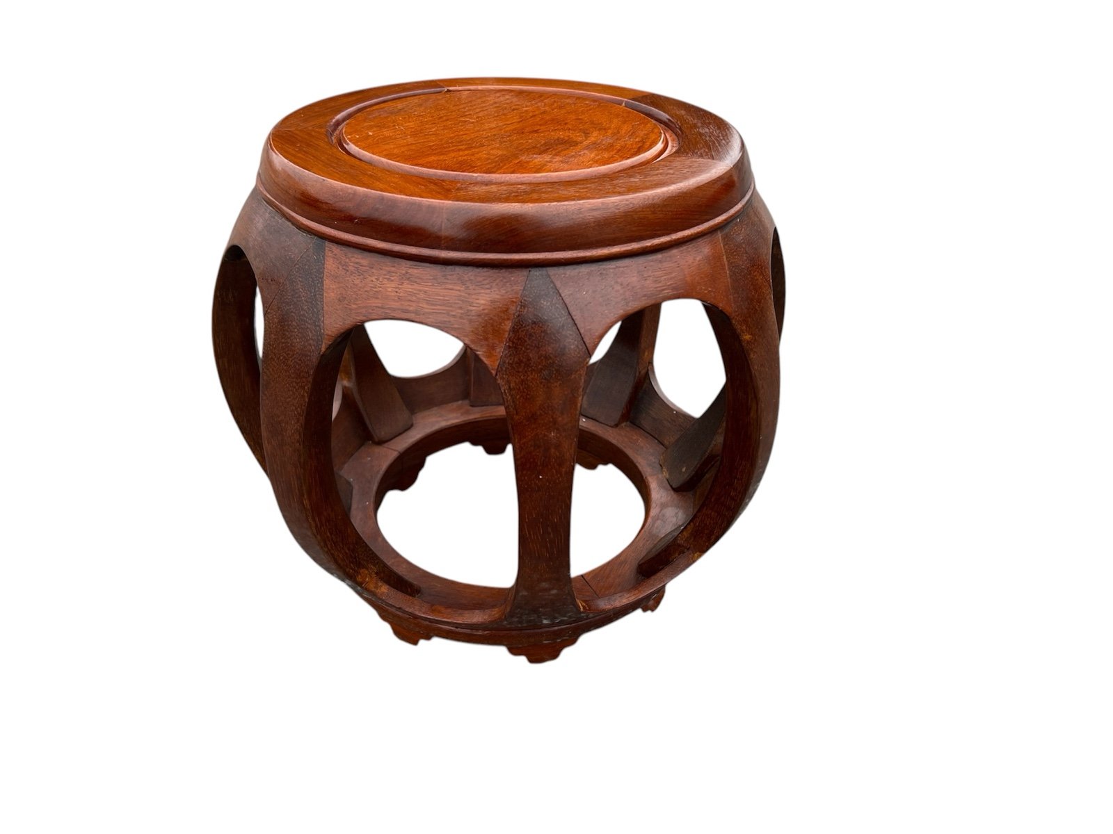 Antique Style Vintage Mid-Century Chinese Rosewood Drum Form Stool Stand Seat! 1