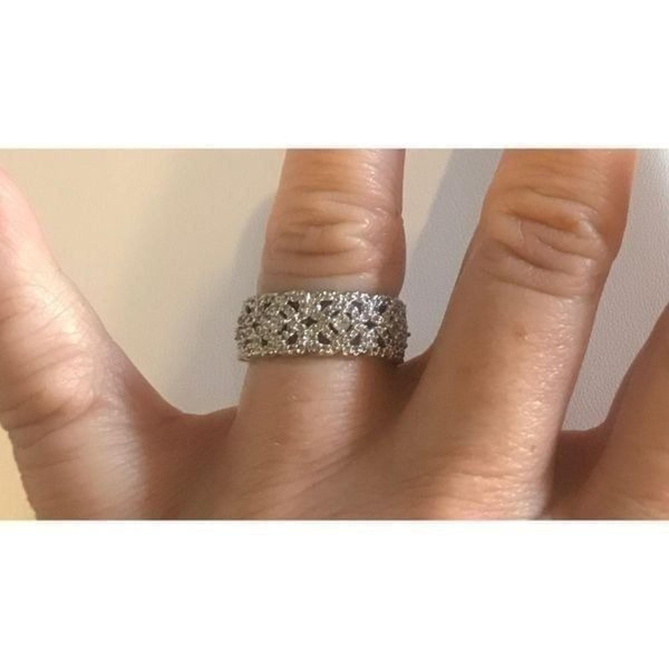 2Ct Pave Sim Diamond Wide Filigree Design Band Ring Sz 9