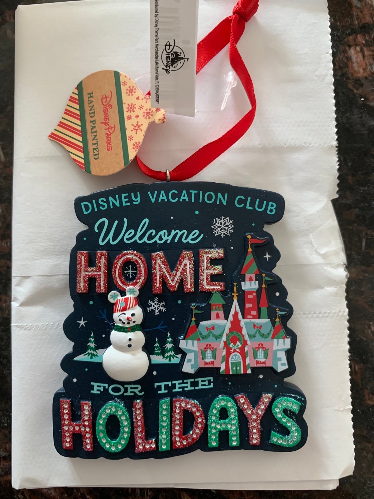 New Disney Vacation Club/DVC Welcome Home For the Holidays Christmas Ornament