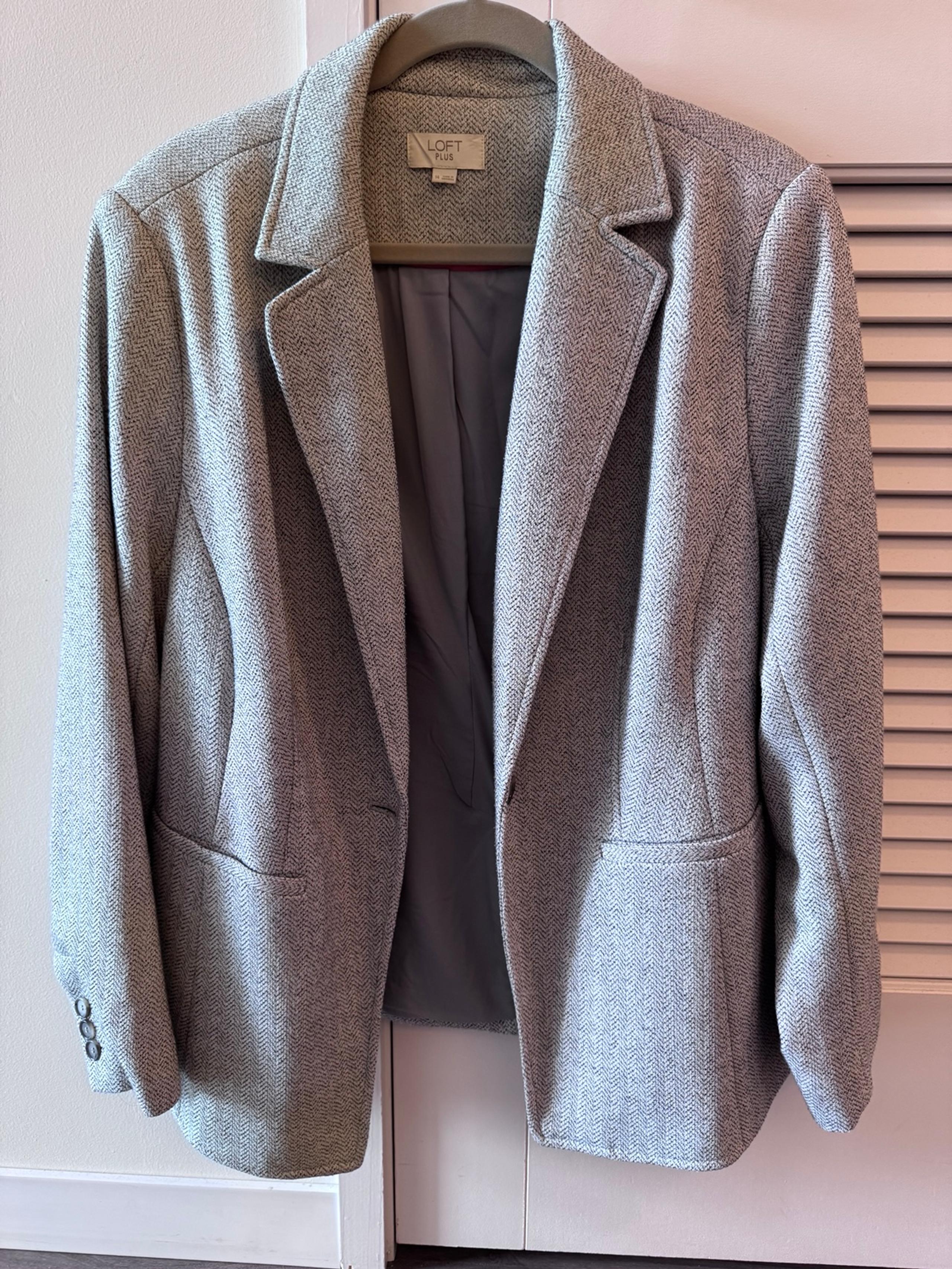 Women’s Loft Plus 14 Grey Tweed-like Blazer - note size is plus 14