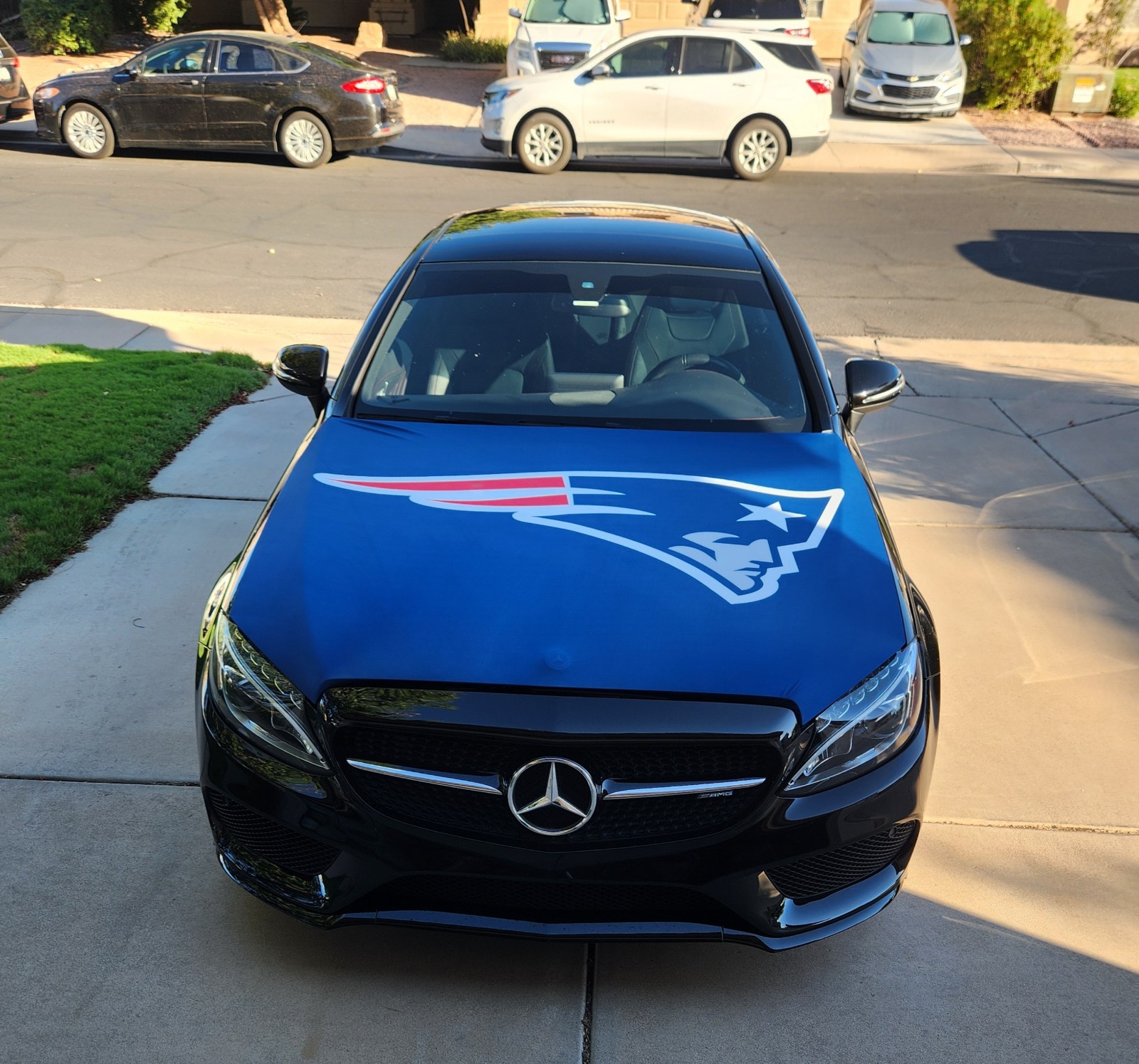 New England Patriots Auto Hood Cover | Sports Flags | Hood Flags | NFL Flags