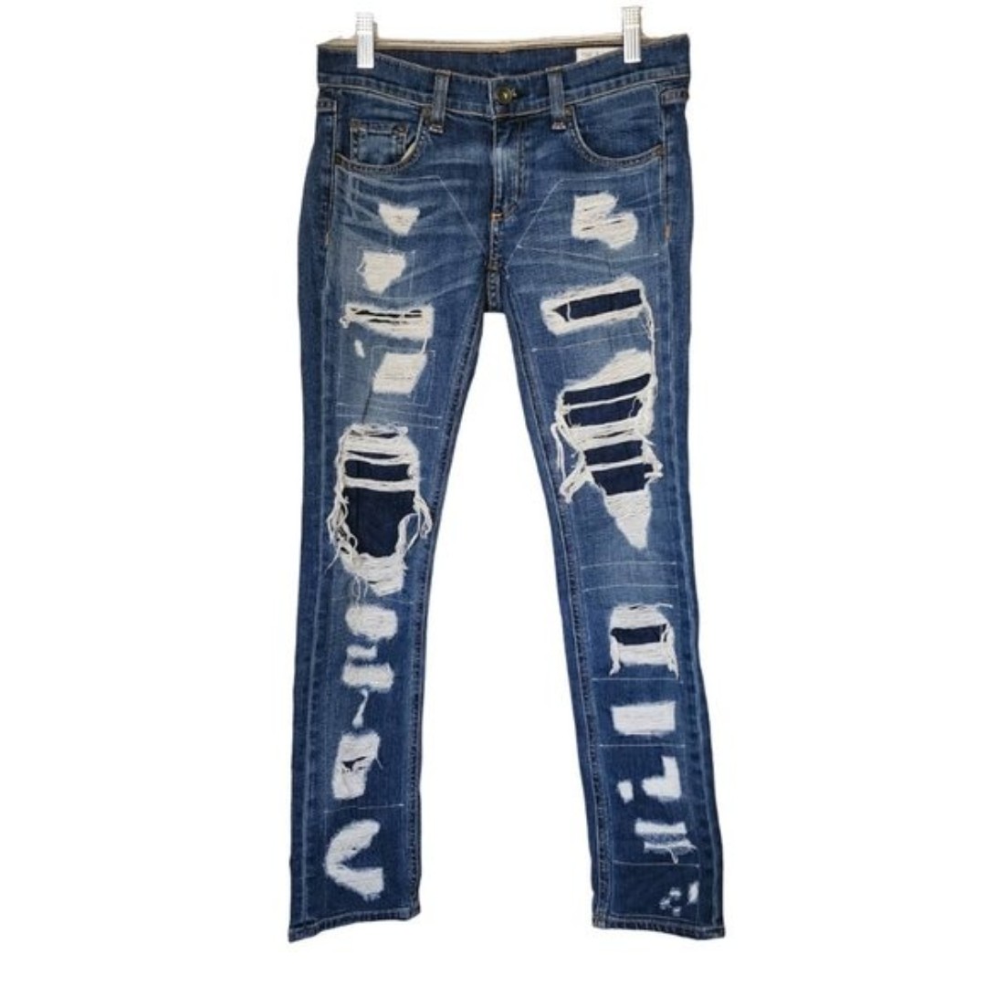 Rag and Bone Dre Ava Brigade Low-Rise Distressed Denim Jeans