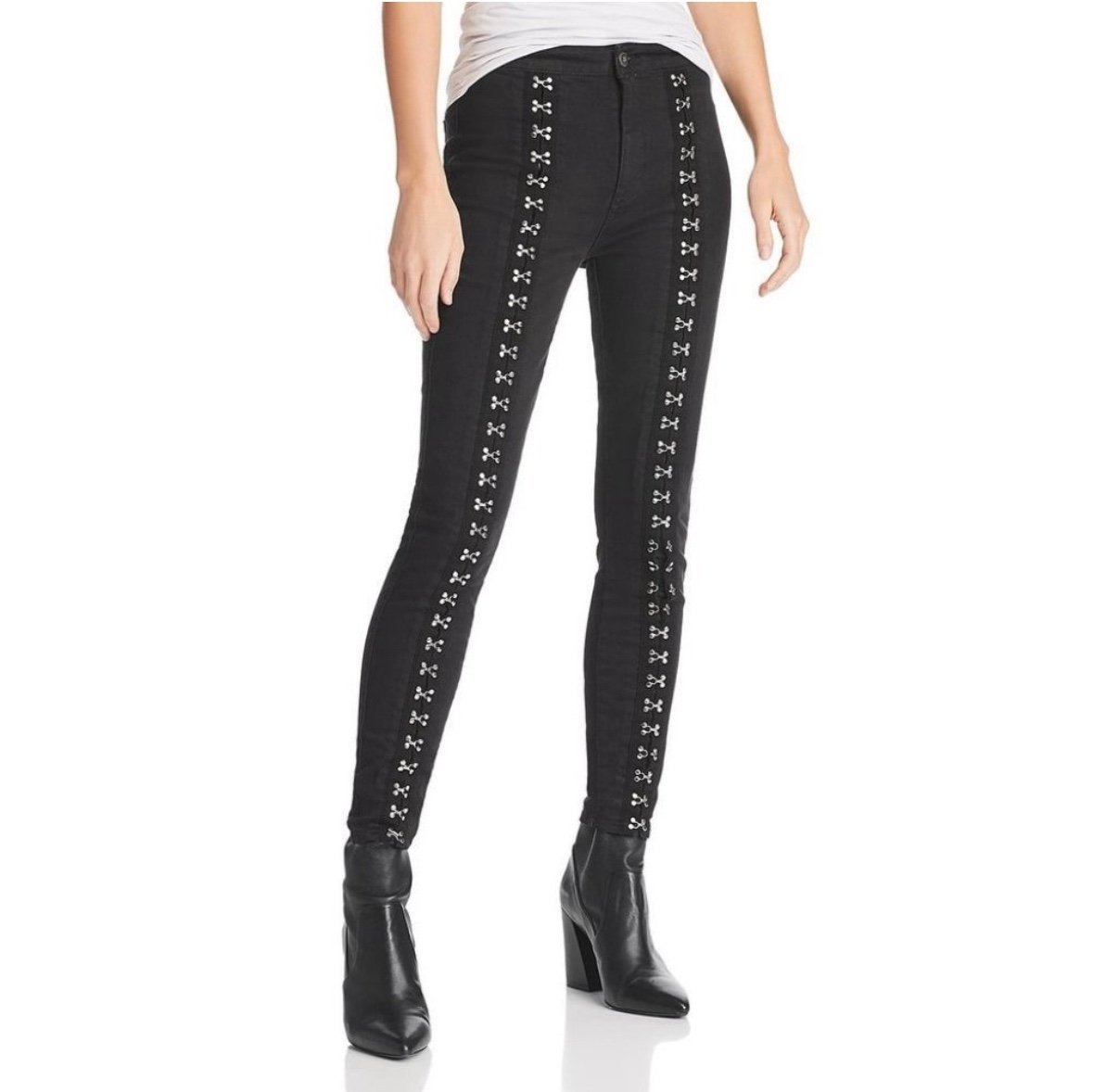 Pistola NWOT Black Kierra Hook & Eye Skinny Jeans Mariachi Vibes Sz 27 Revolve