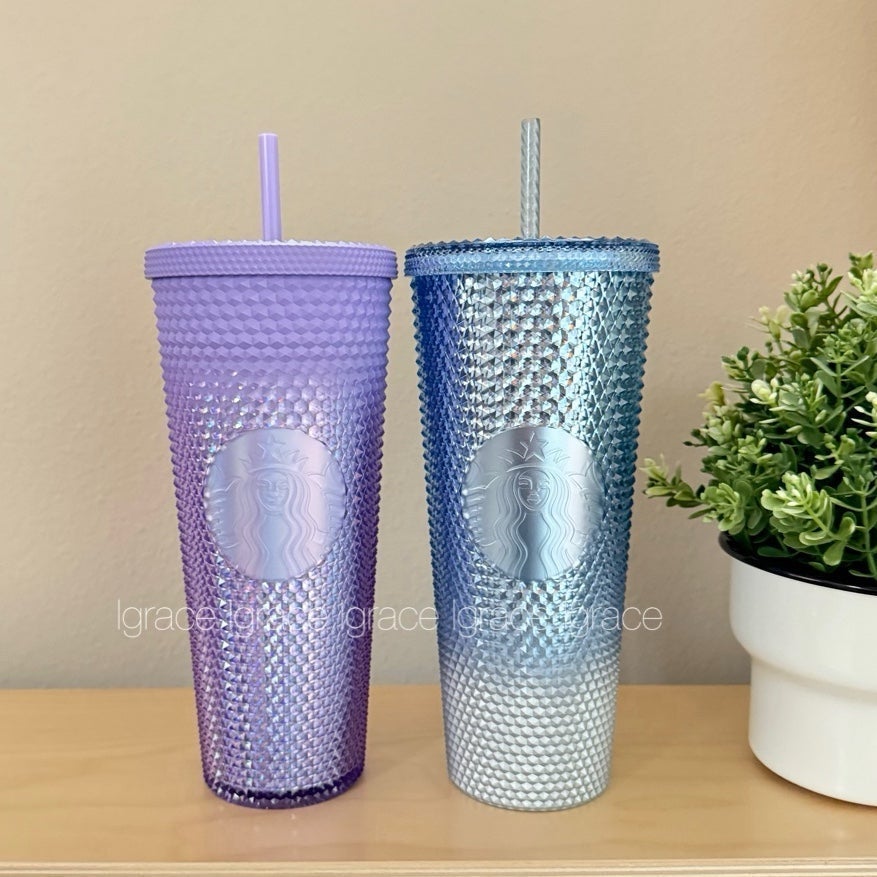 Starbucks 2023 Holiday Purple and Icicle Studded Bling Gradient Venti Bundle NWT