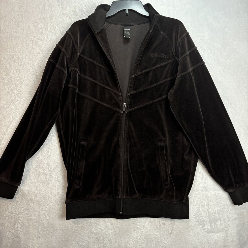 Sean John Track Suit Zippered Sz Medium Brown Fuzzy Velvet