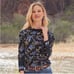 Sundance Petite Loretta Thermal Top in Black Floral Print