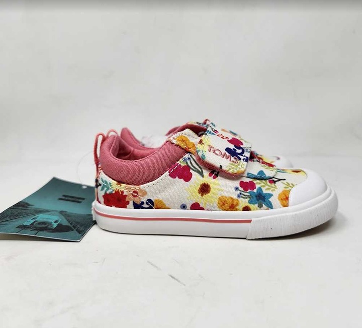 New toddler girls 6 Tiny Toms popular Doheny natural floral print sneakers shoes