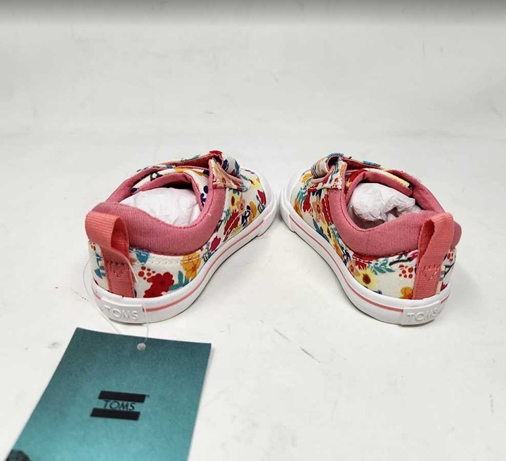 New toddler girls 6 Tiny Toms popular Doheny natural floral print sneakers shoes