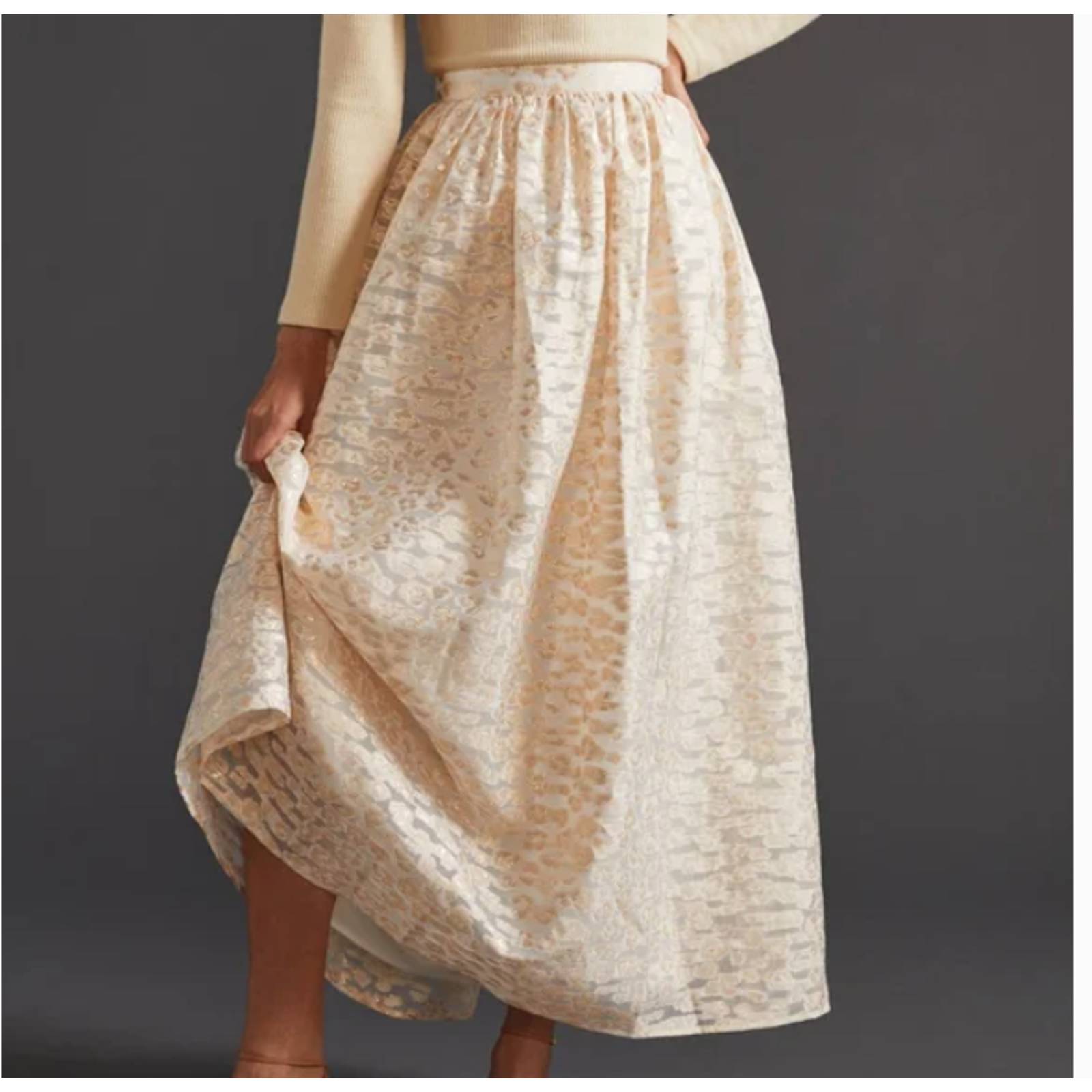 Anthropologie Pankaj & Nidhi Burnout Shimmer Maxi Skirt Small