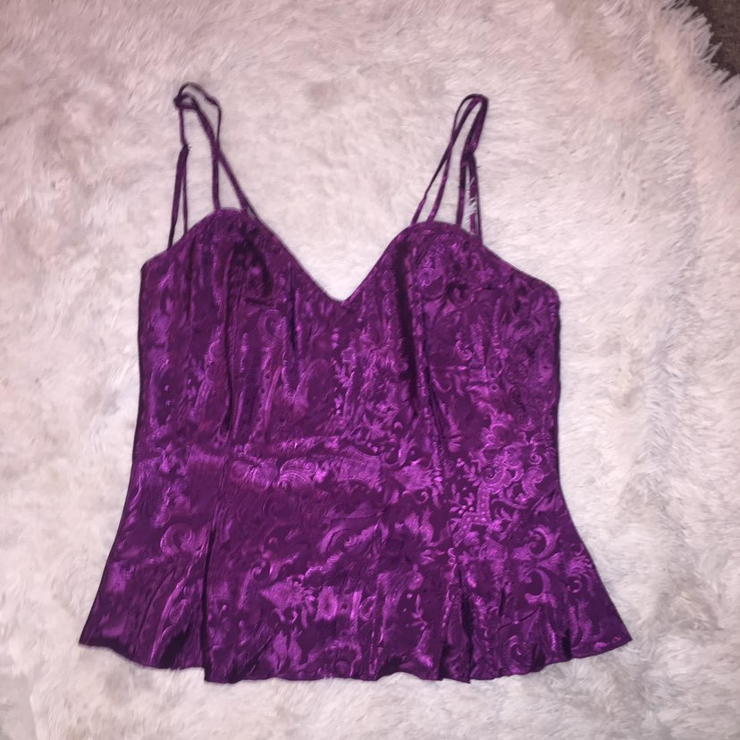 VS silk purple peplum tank top
