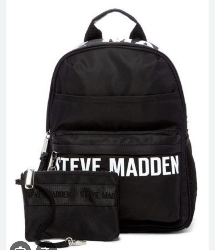 Steve Madden Black Backpack with Pouch