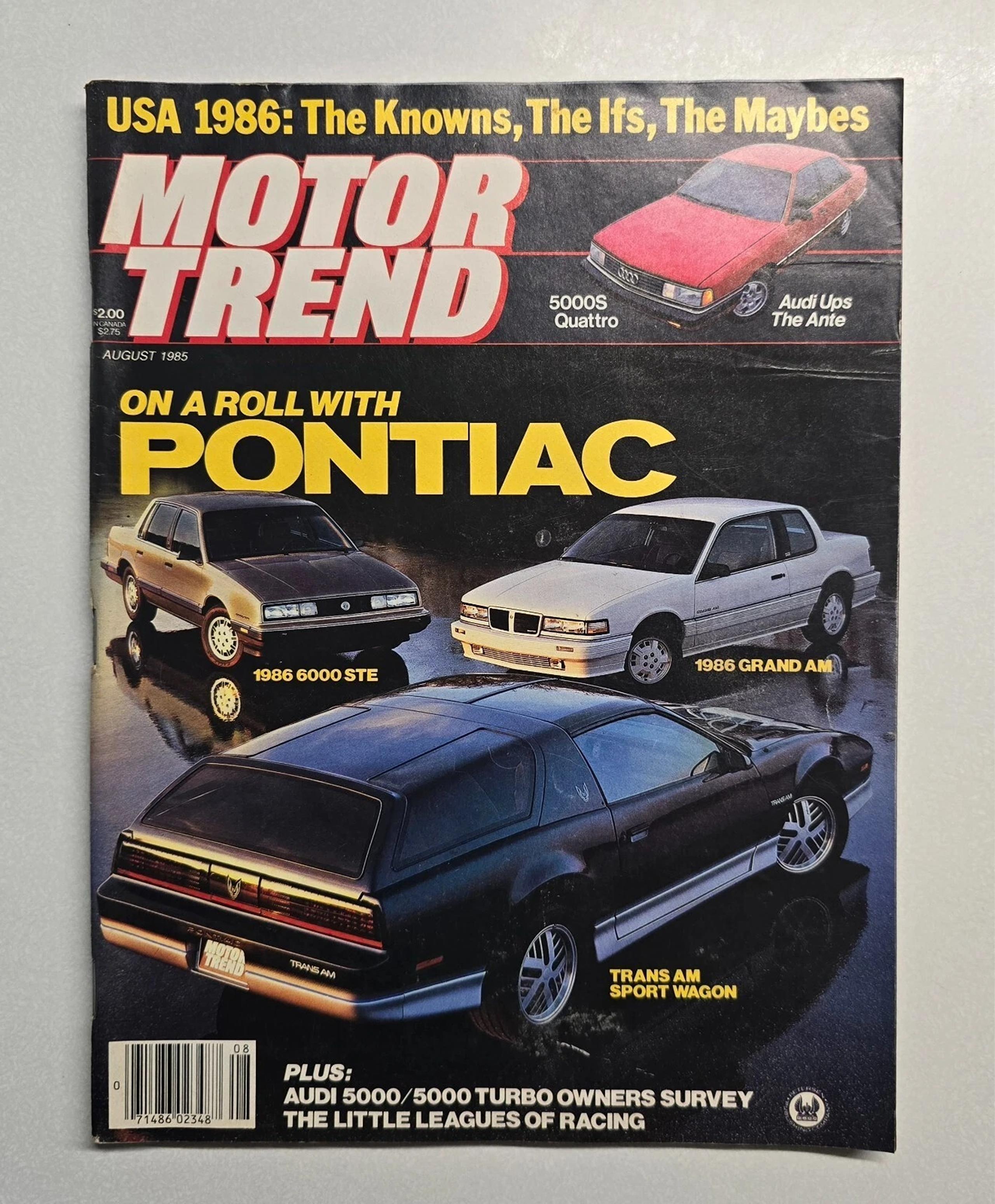 Motor Trend Magazine (August 1985) Pontiac 6000 STE Trans Am Sports Wagon
