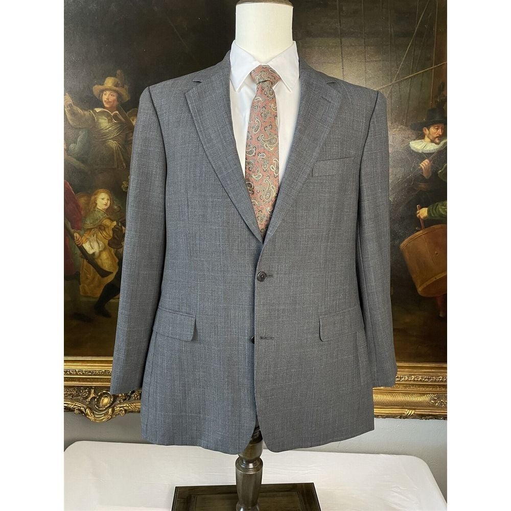 Brooks Brothers 346 Stretch 42L Gray Glen Palid Flex Wool 2Btn Blazer Jacket
