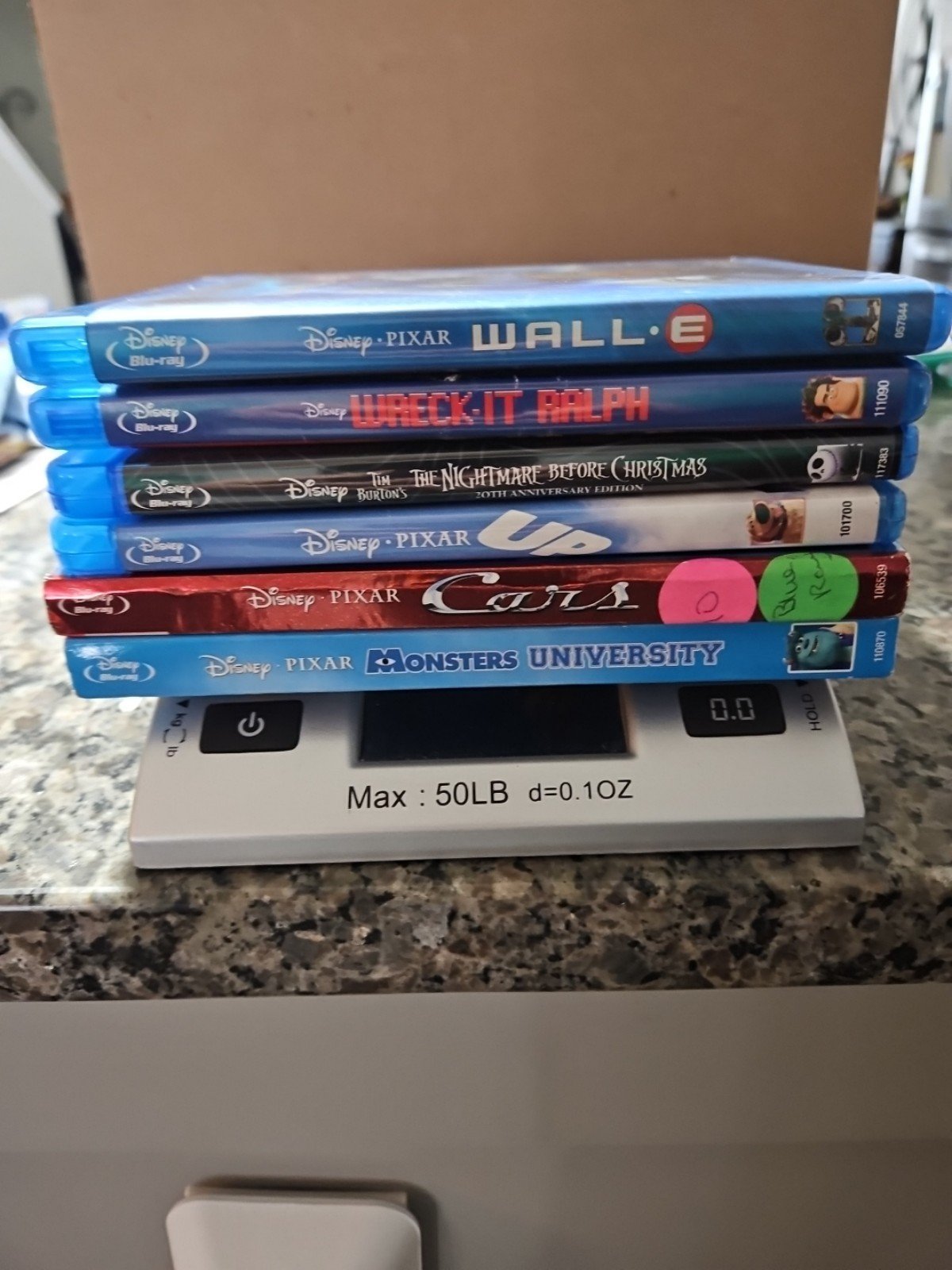 Disney Pixar 6 blu ray movie Lot- Up, Cars, Nightmare Before Christmas, wall-e