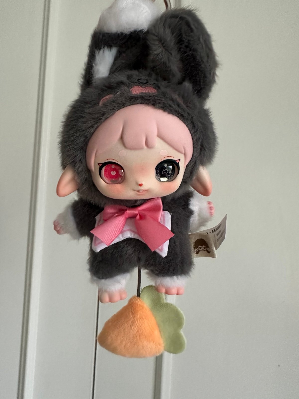 Happy Fluffy Ruby - Gray Bunny Two Tone Eyes