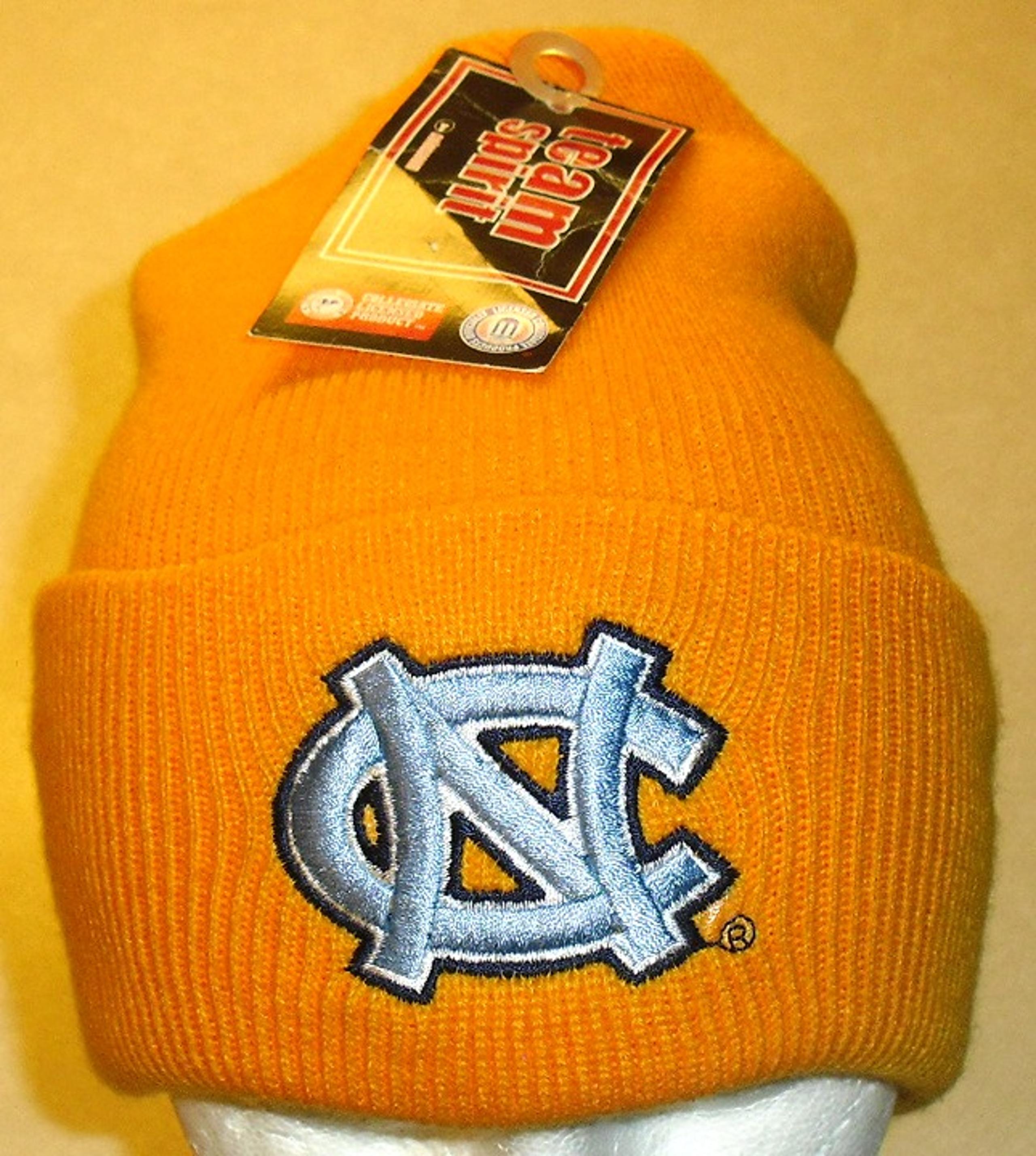 North Carolina Tar Heels 90s Vintage Yellow Mens Beanie Winter Hat New