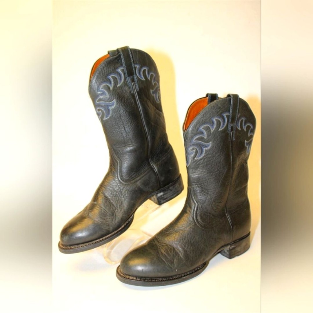 Ariat Cobalt Roper Black Leather Womens 7 B 37.5 M Flat Western Cowboy Boots