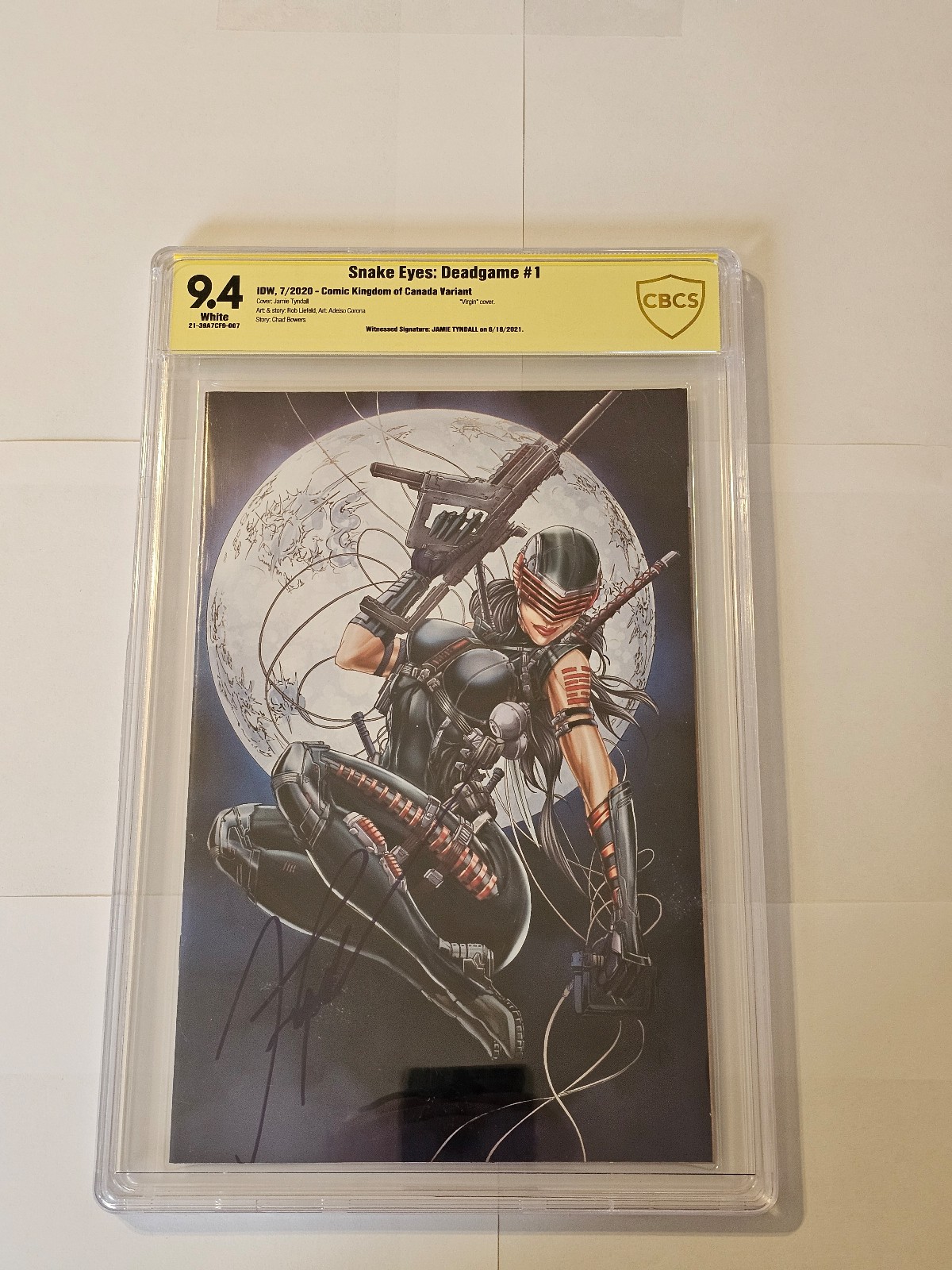 Snake Eyes: Deadgame #1 Virgin Variant 9.4 CBCS Sighned By Jamie Tyndall.