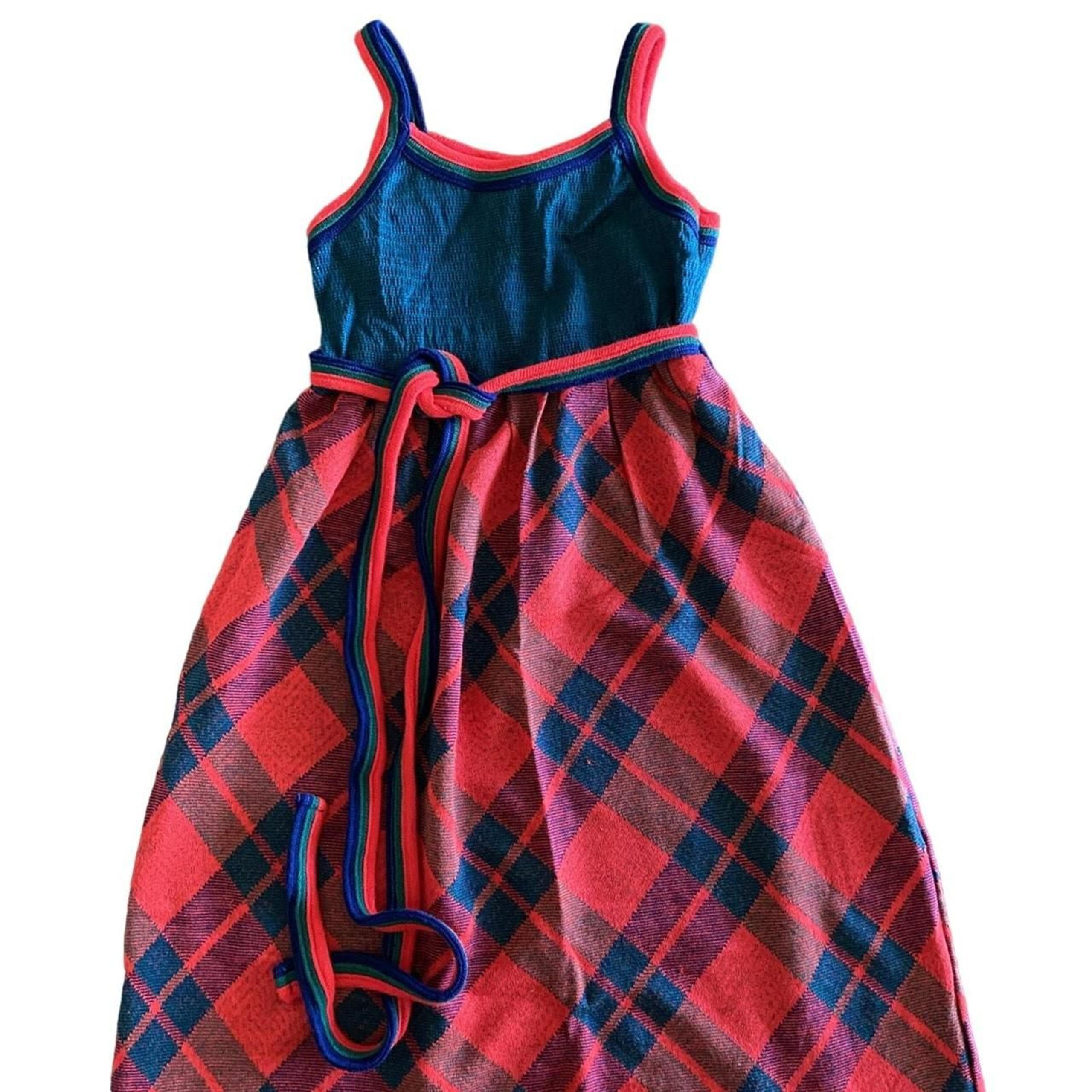 Vintage Handstands Hansen Red Plaid Maxi Dress Girls' Medium