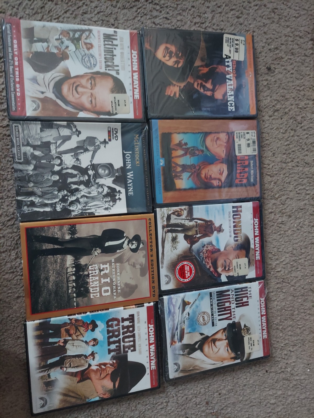 8 John Wayne DVDs Hondo, El Dorado, Man who shot Liberty, Rio Bravo, True Grit,