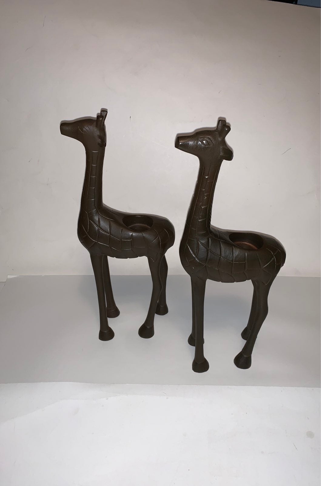 Two Beautiful Perfect Metal Giraffe Votive Candle Holder