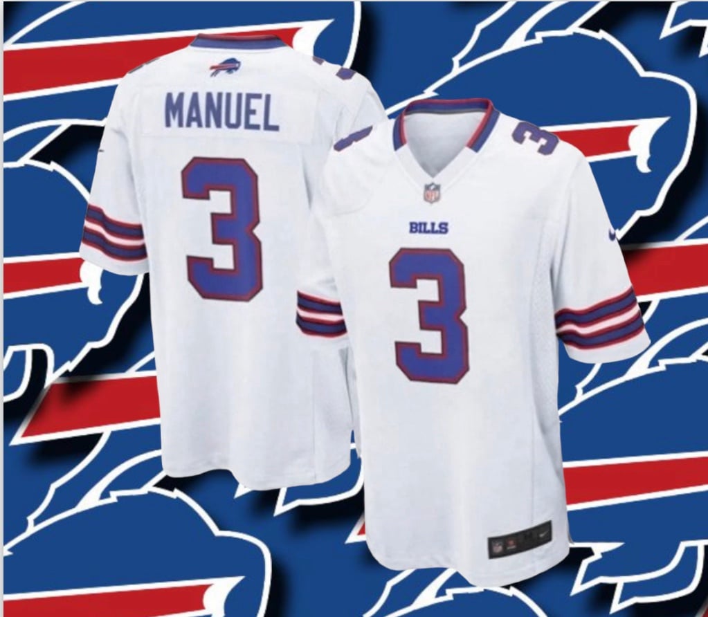 Buffalo Bills NFL FSU Noles Mafia Nike Men’s Large L #3 MANUEL White Jersey NWT