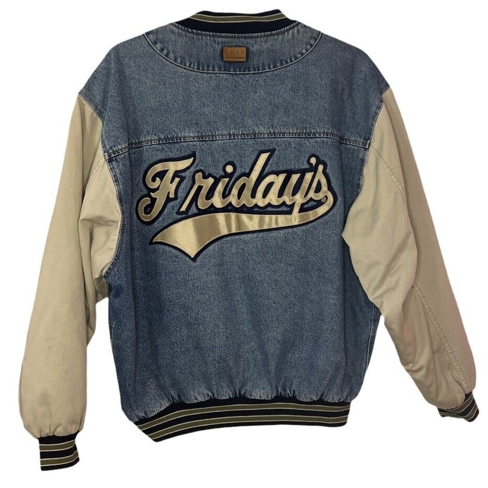 Vintage Gear for Sports Bomber Jacket Mens Large Fridays Logo 90s Y2K Denim