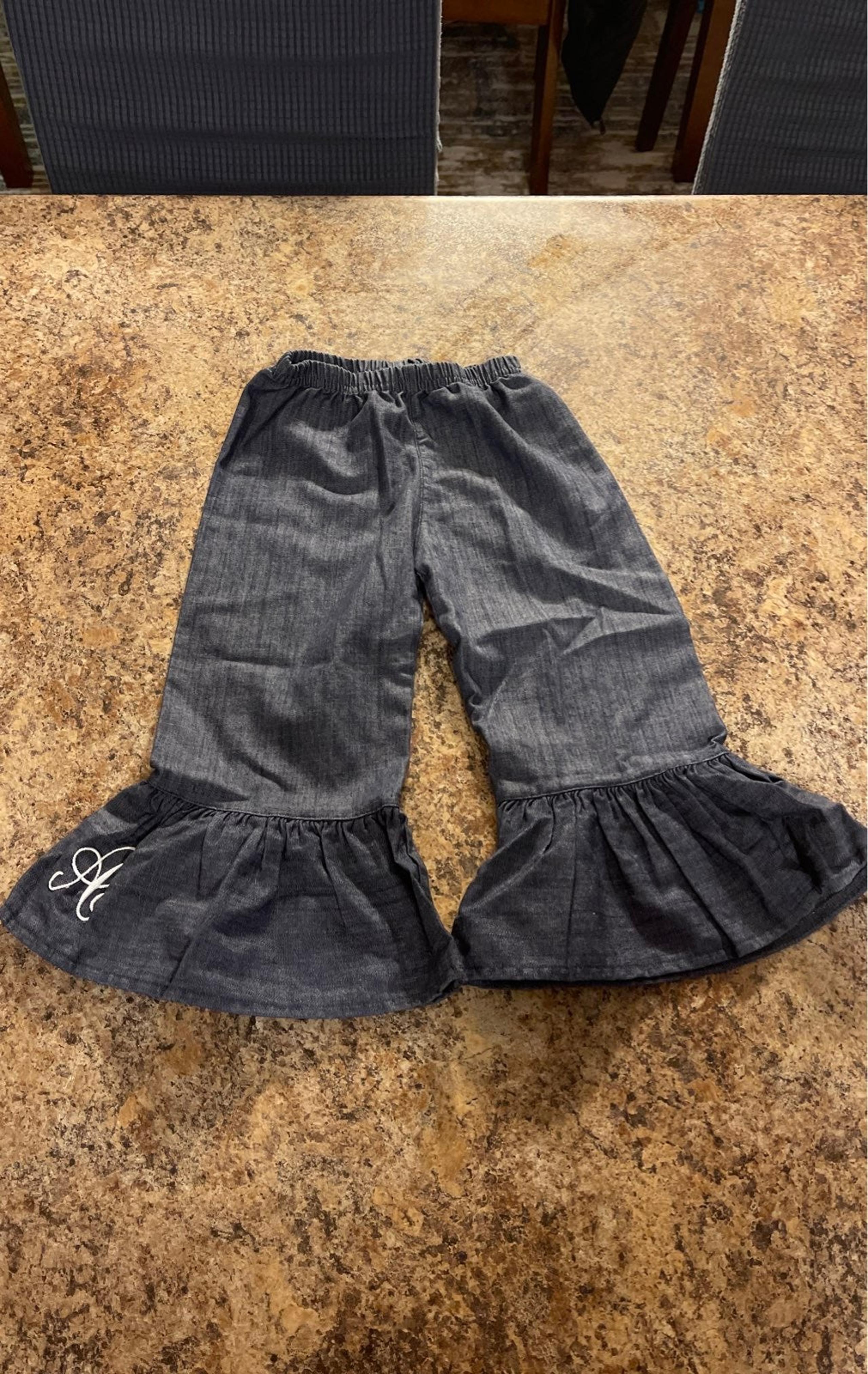 Linen jean flair pants Monogrammed A
