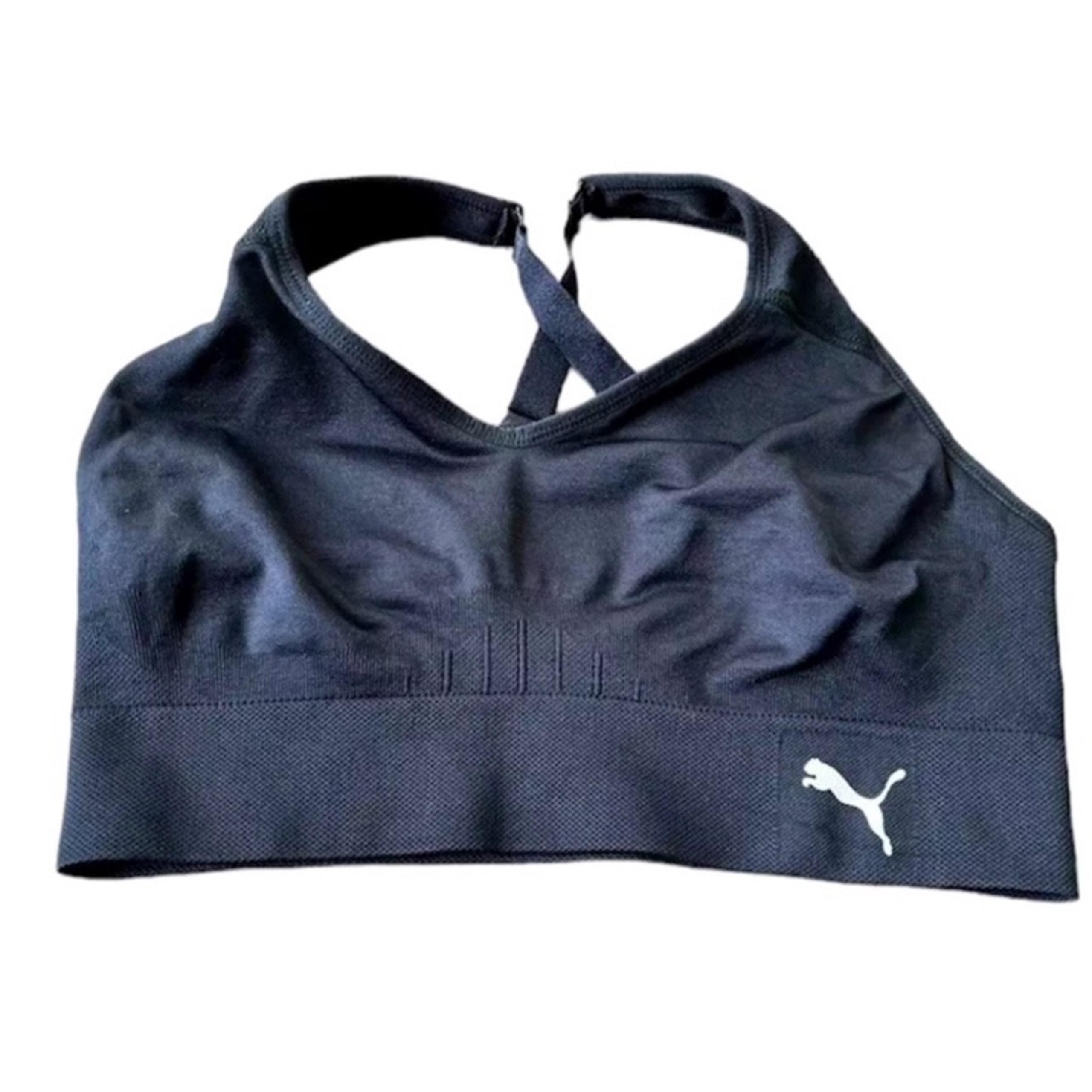 PUMA Women’s Seamless Convertible Sports Bra, Black, Size Medium