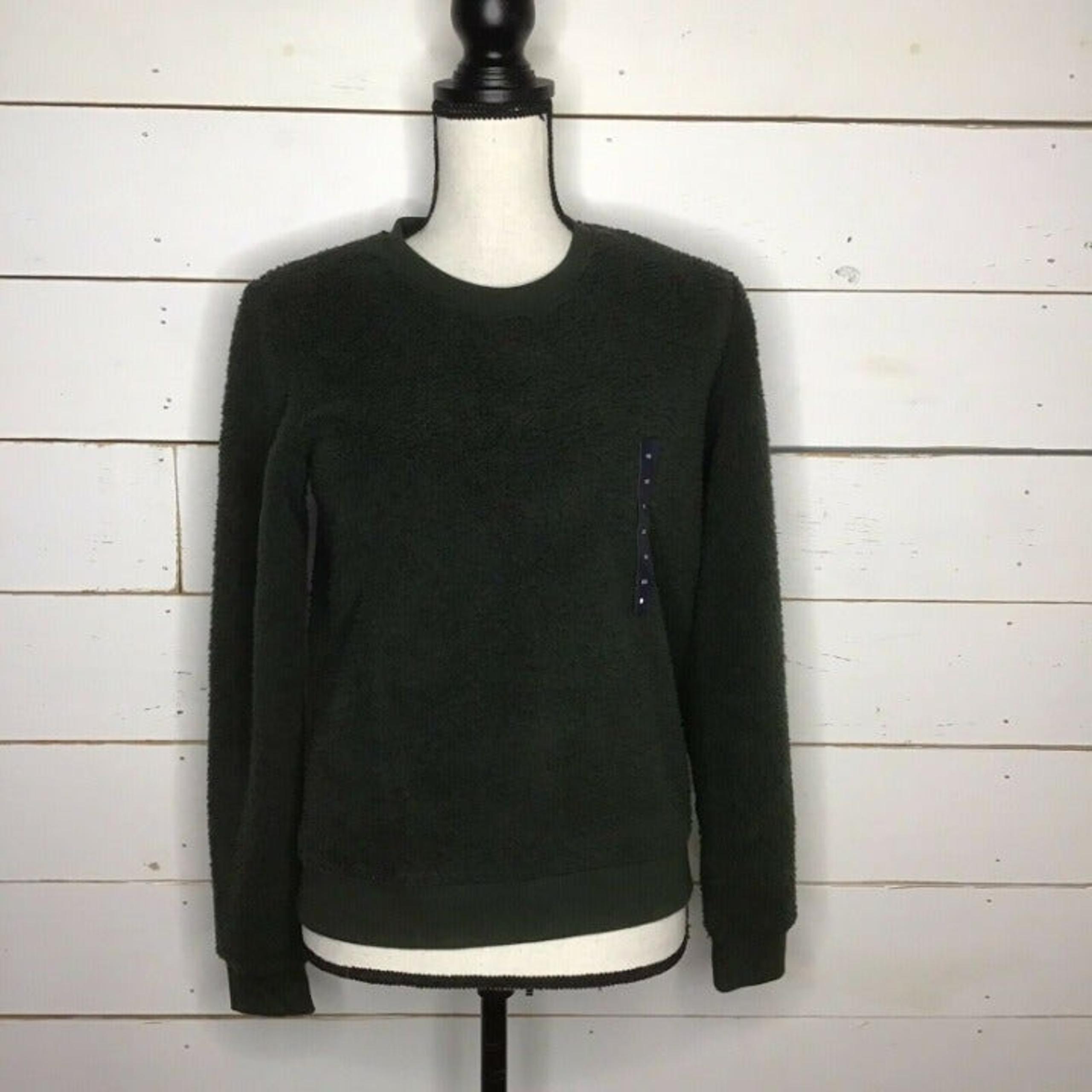 New Lucky Brand Sherpa Sweatshirt Pullover Crew Green Women's XS