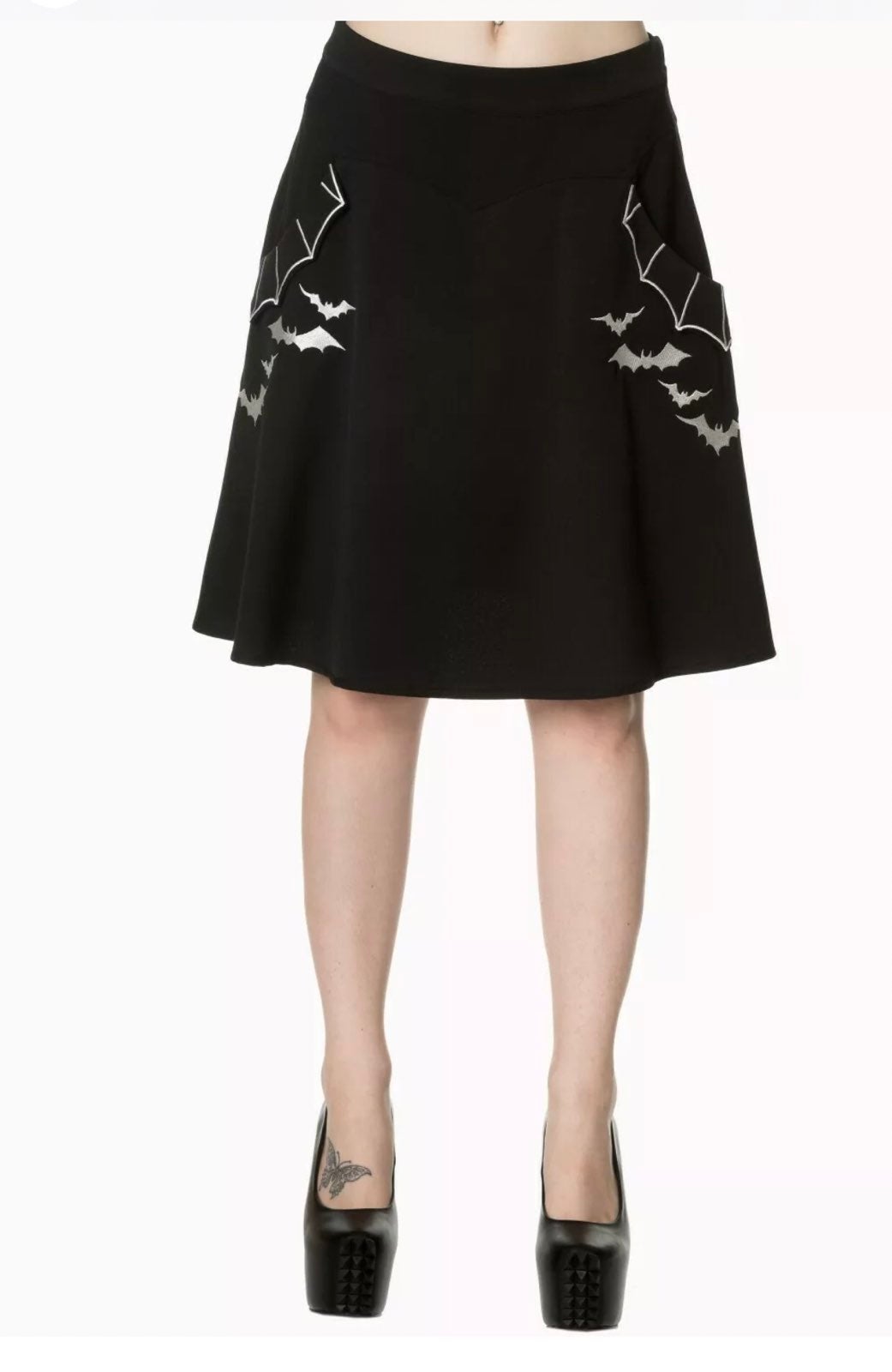 Banned Bats Black Skirt with pockets