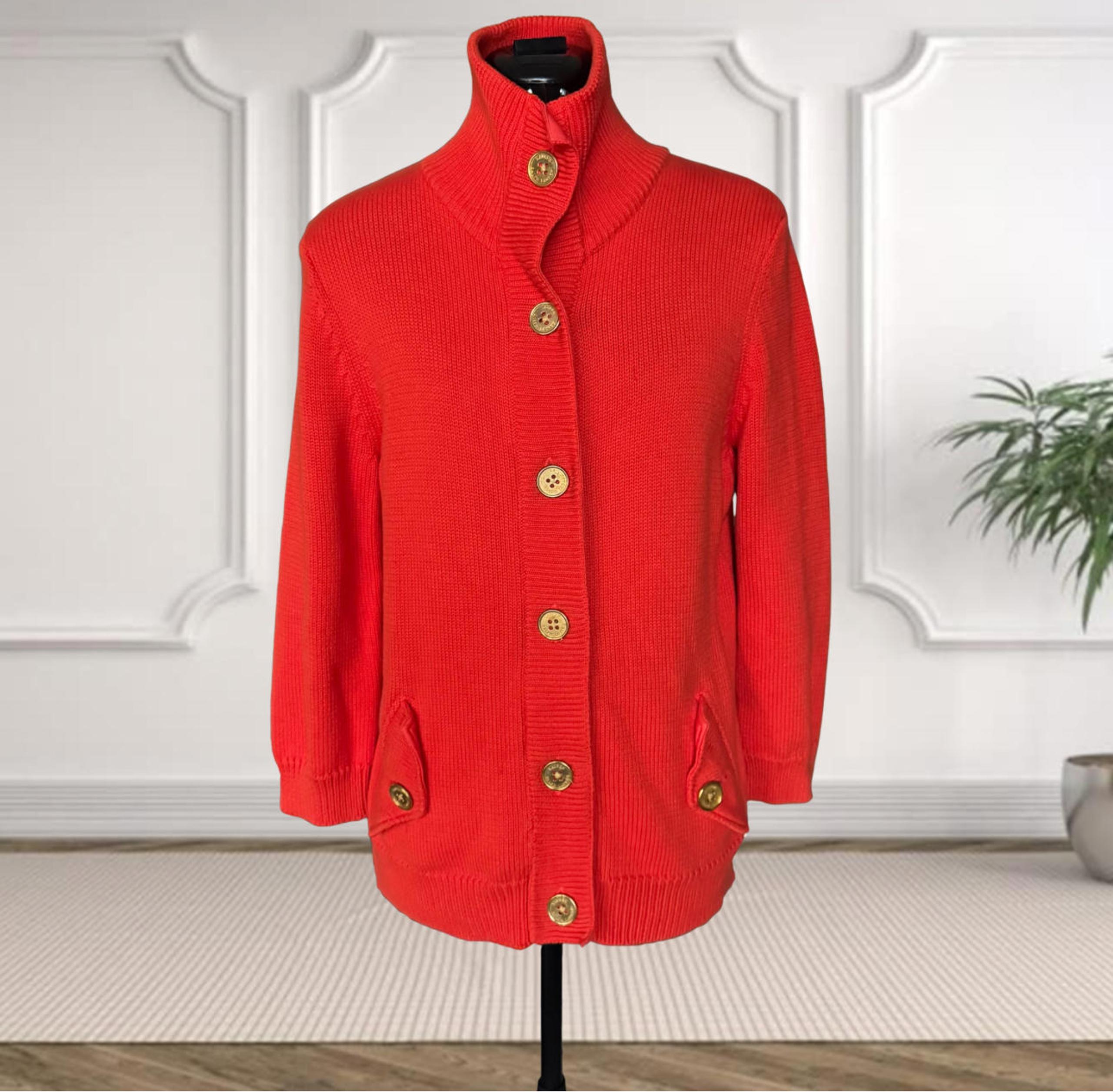 Vintage Lauren Ralph Lauren 100% Cotton Knit Cardigan Size XL