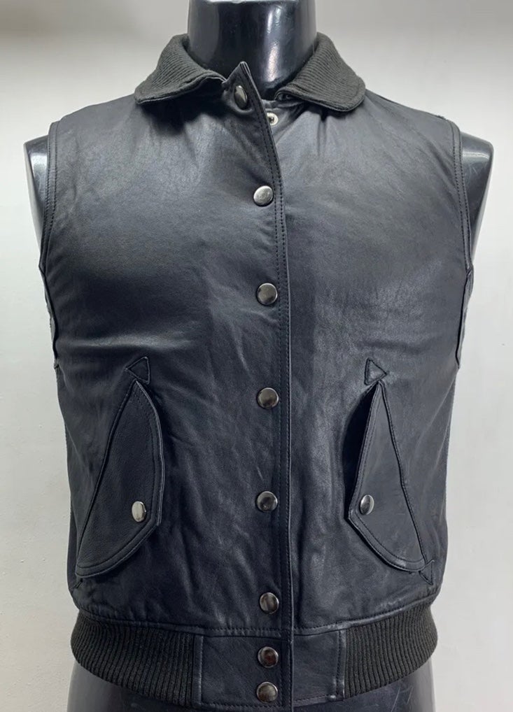 Marc By Marc Jacobs Men’s Lamb Leather Black Biker Vest size s