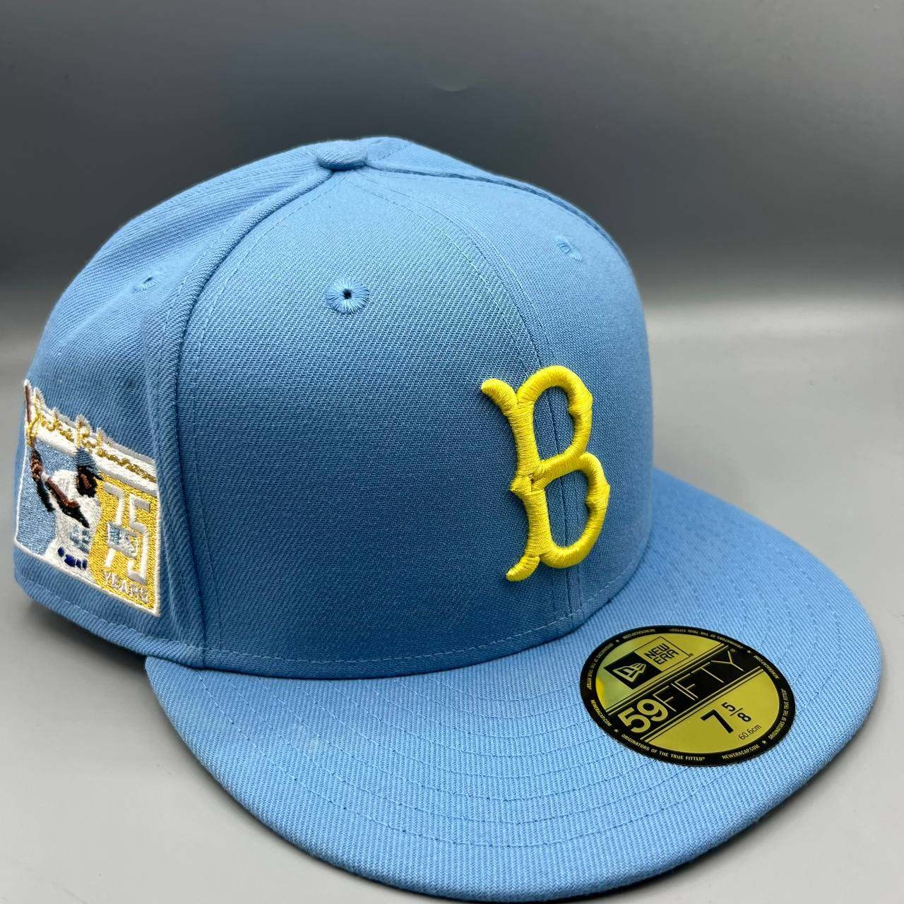 Brooklyn Dodgers Hat Men 7 5/8 Blue Jackie Robinson 59Fifty New Era Fitted Cap