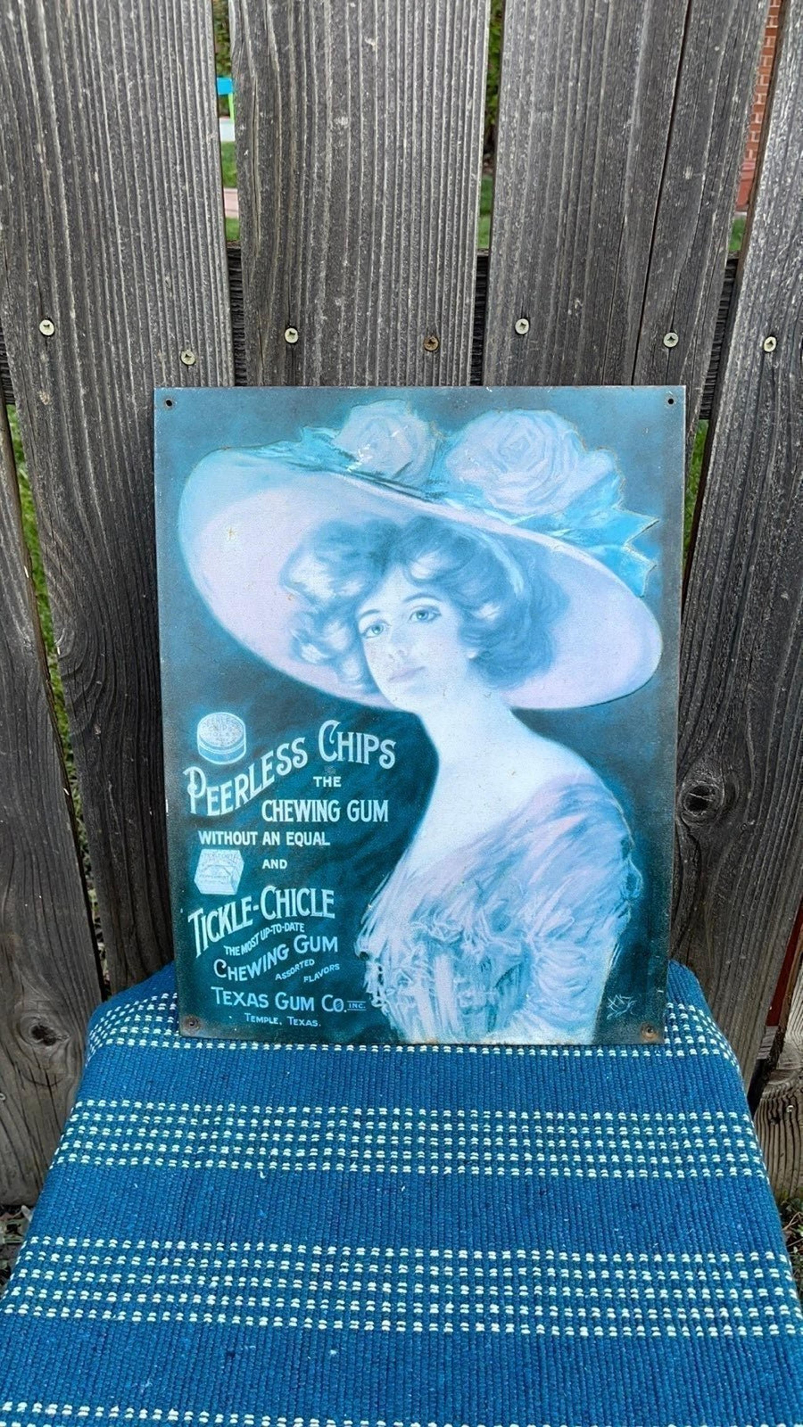 VINTAGE- TEXAS GUM CO. TIN SIGN-  MADE IN 1992 IN THE USA