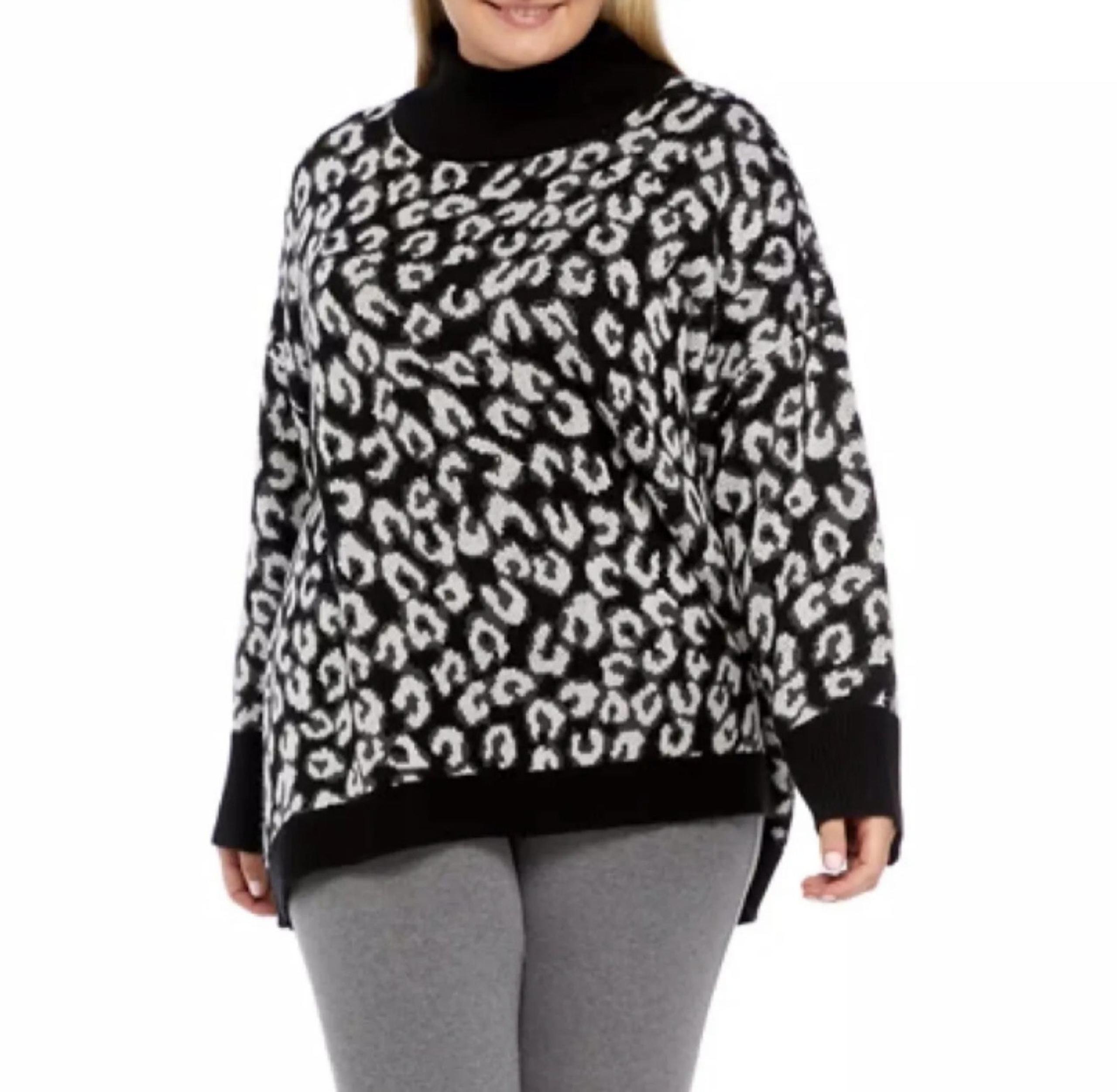 Crown & Ivy Sweater Plus Size Striped Mock Neck 4X