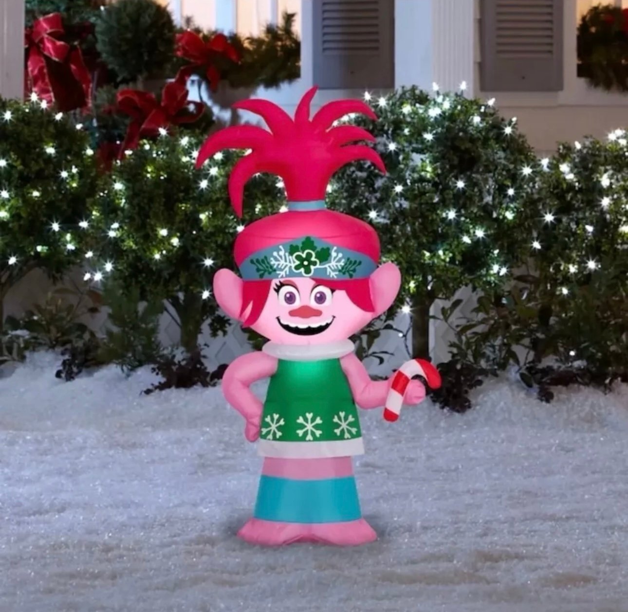 Gemmy 4ft Poppy w/ Candy Cane Christmas Inflatable Trolls Yard Decor New