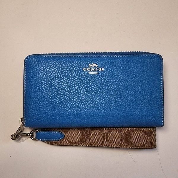 NWT COACH CK427 LONG ZIP AROUND WALLET WITH STRAP Racer Blue
