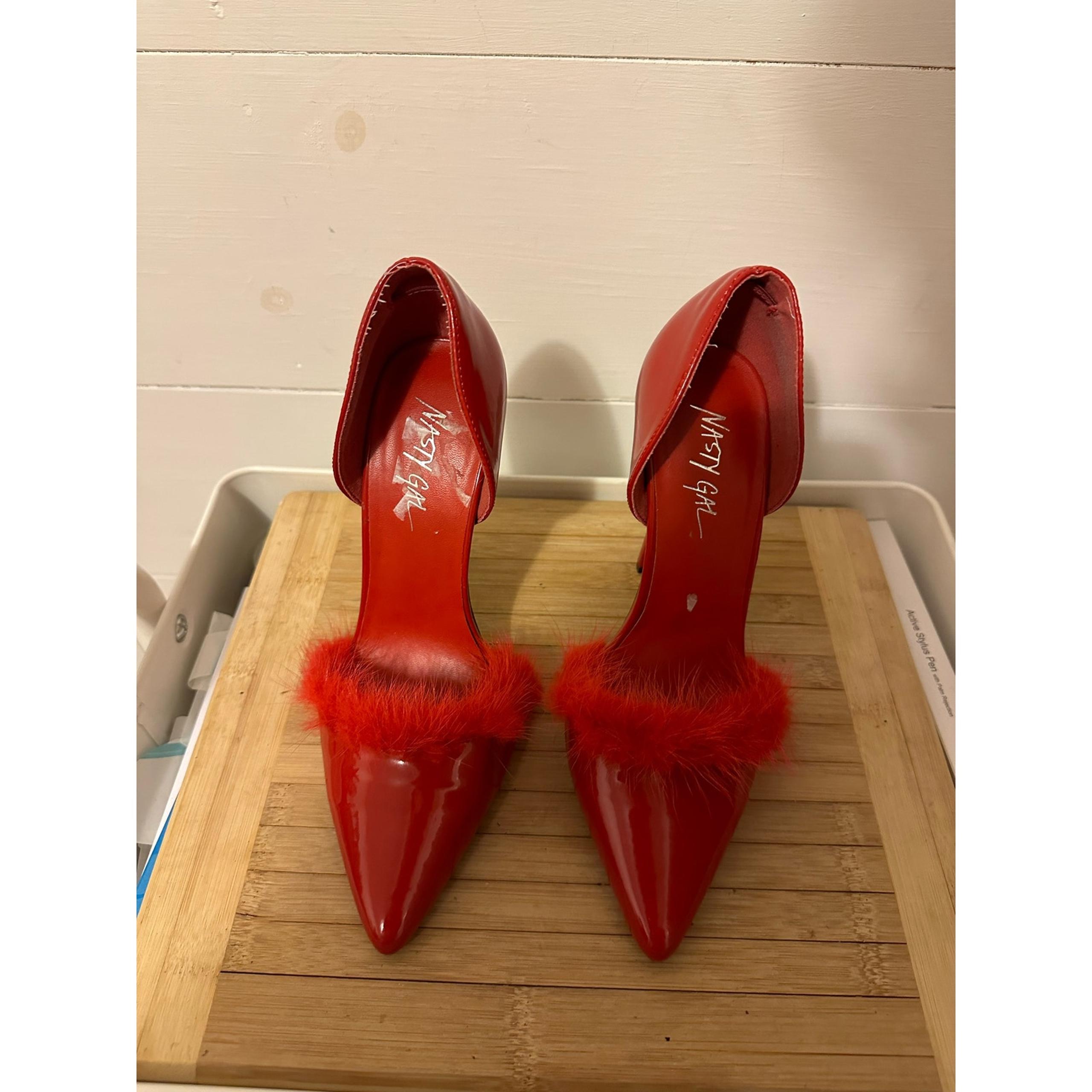 Nasty Gal Knock 'Em Dead D'Orsay Pump 5 inches- Red Heel Womens size 7.5